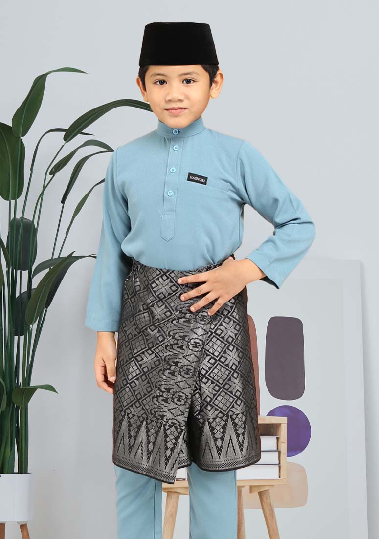 Baju Melayu Hasif Kids - Dusty Blue