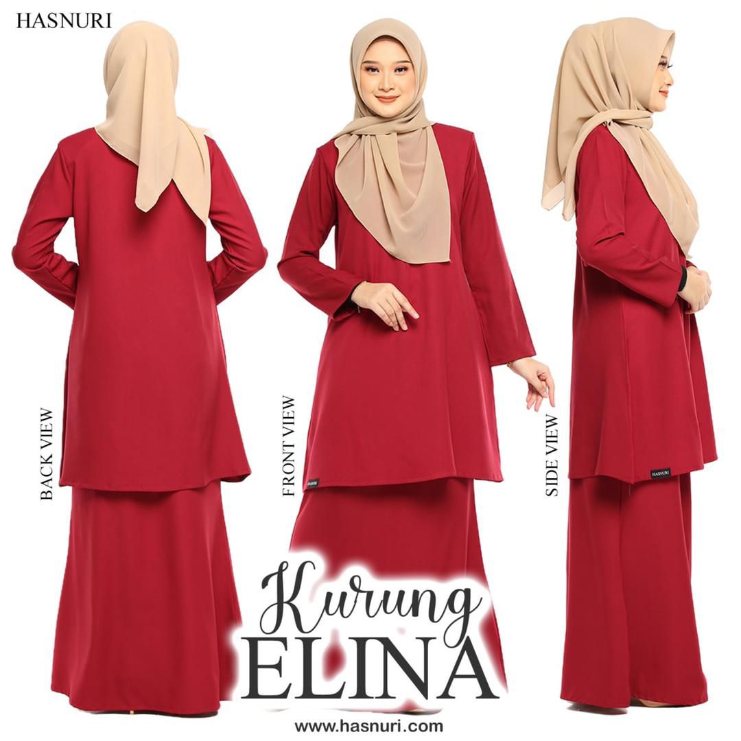 Kurung Elina - Dark Maroon