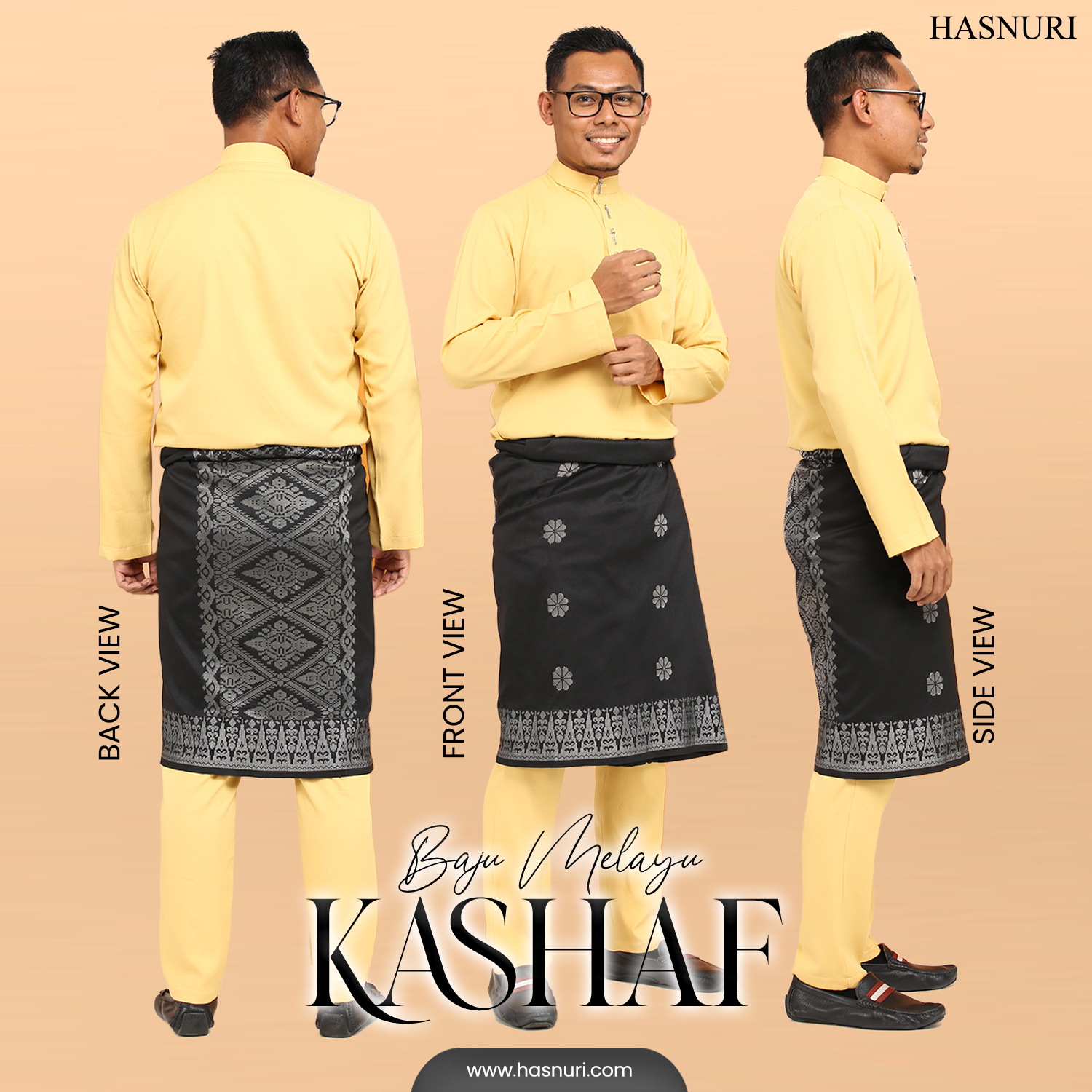 Baju Melayu Kashaf - Golden Brown