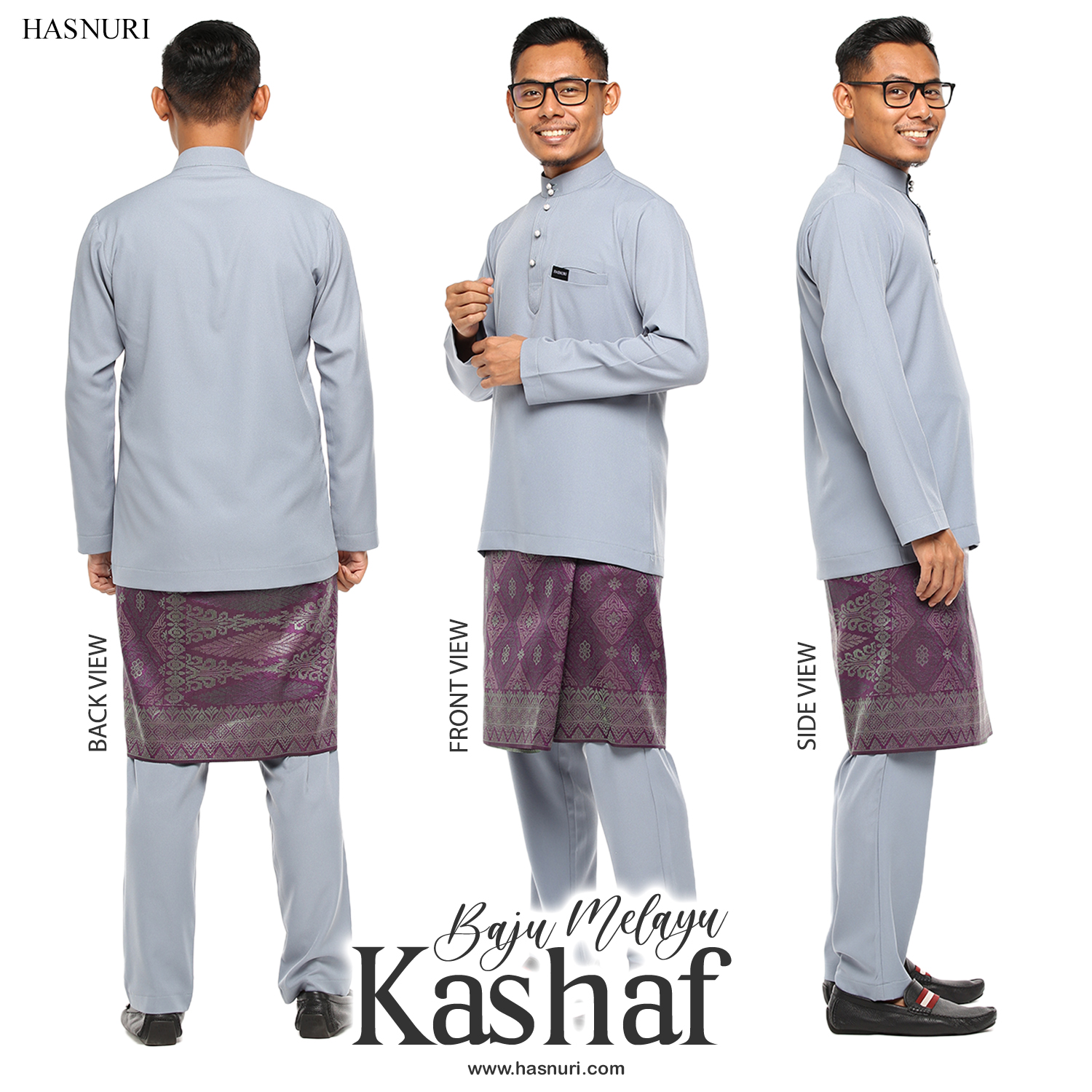 Baju Melayu Kashaf - Blue Grey