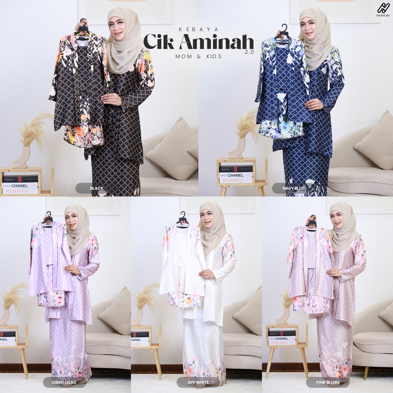 Kebaya Cik Aminah Kids 2.0 - Black