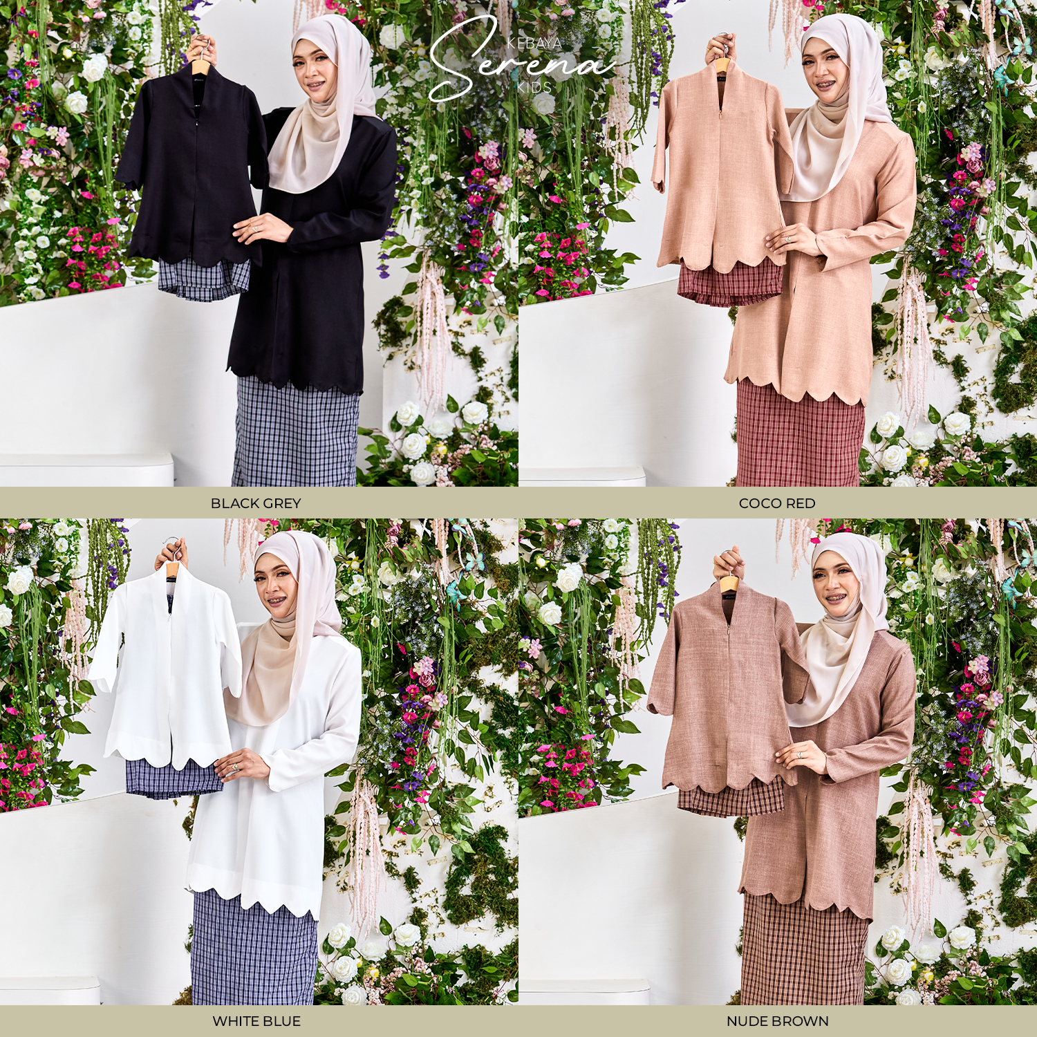 Kebaya Serena Kids - Black Grey