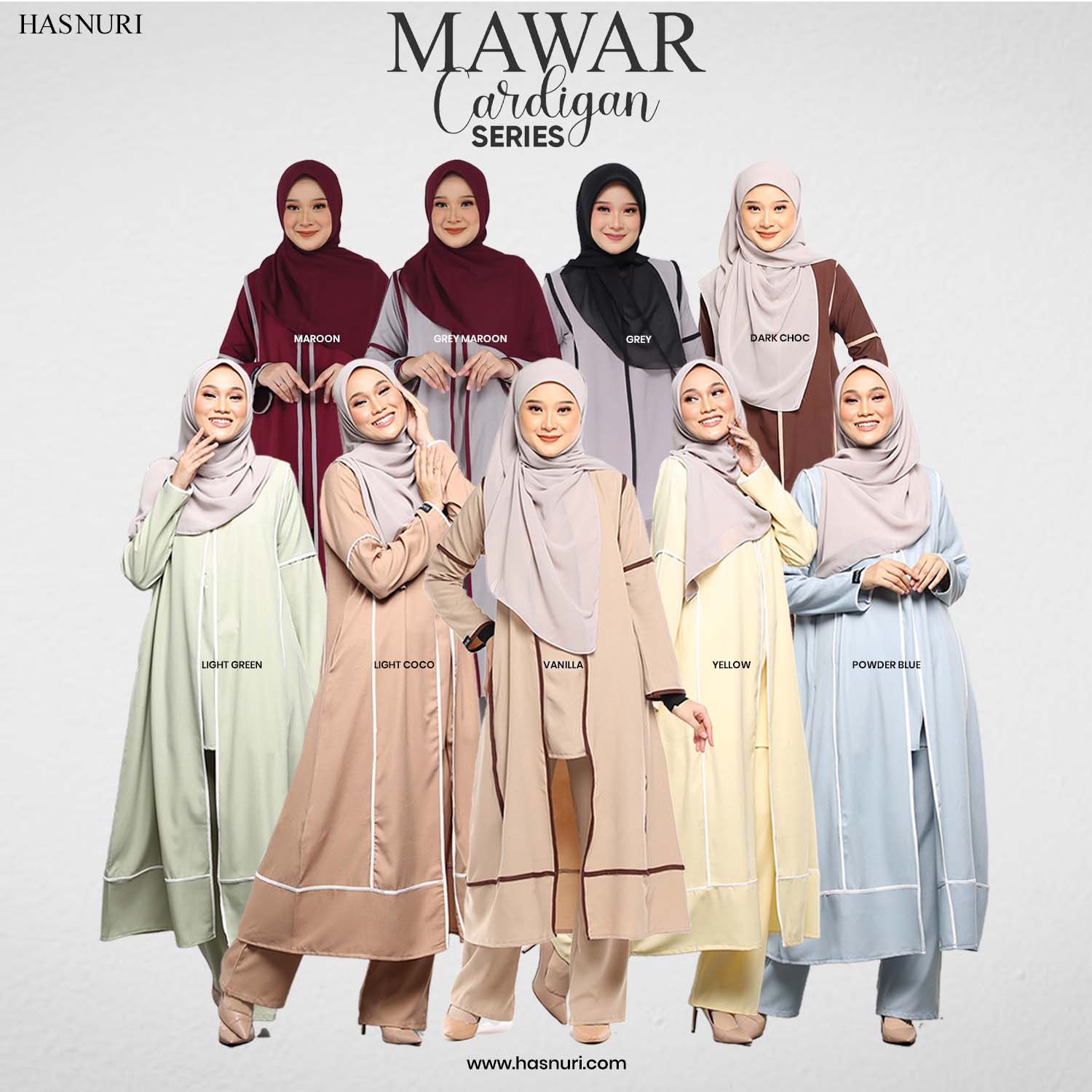 Mawar Cardigan Series - Grey Maroon