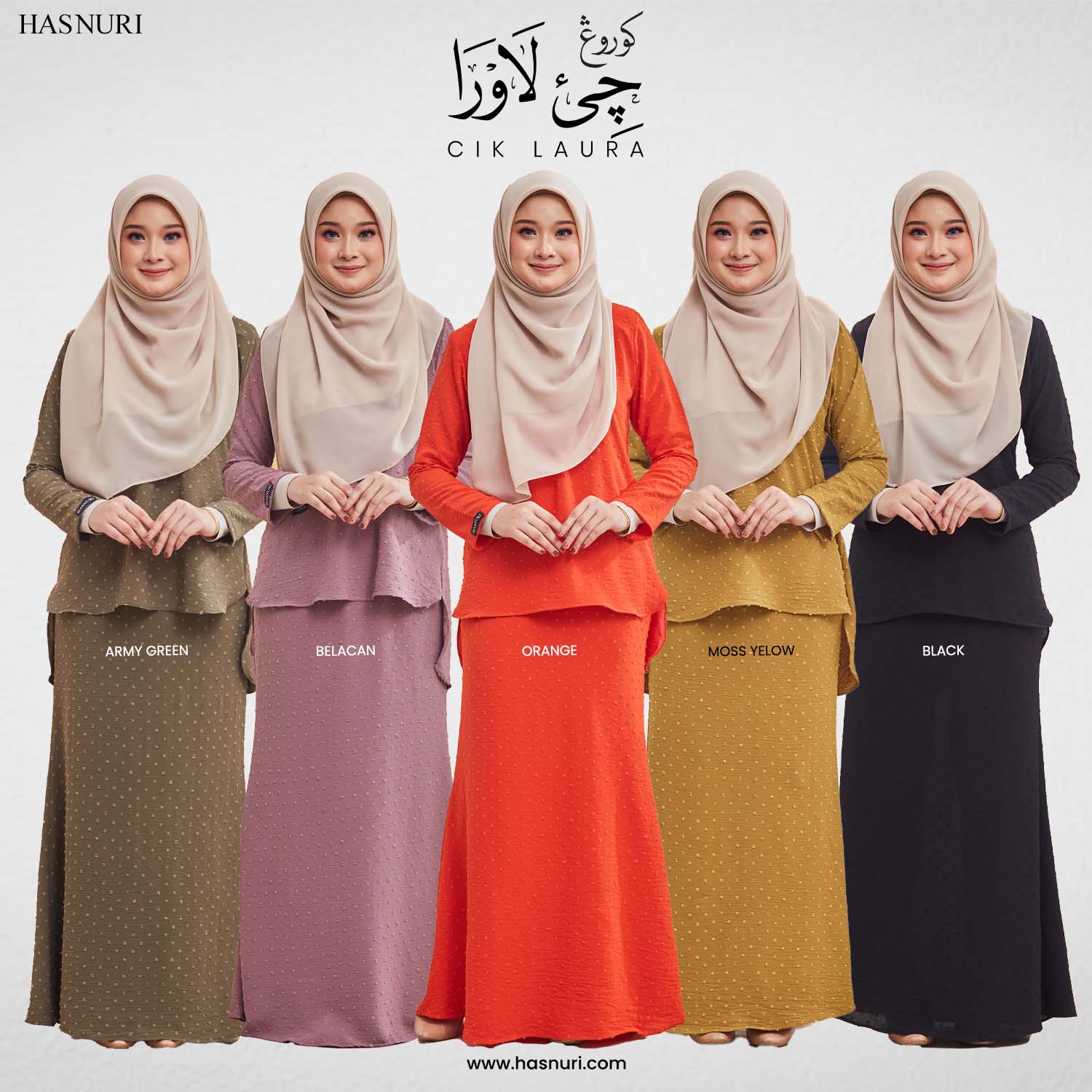 Kurung Cik Laura - Orange