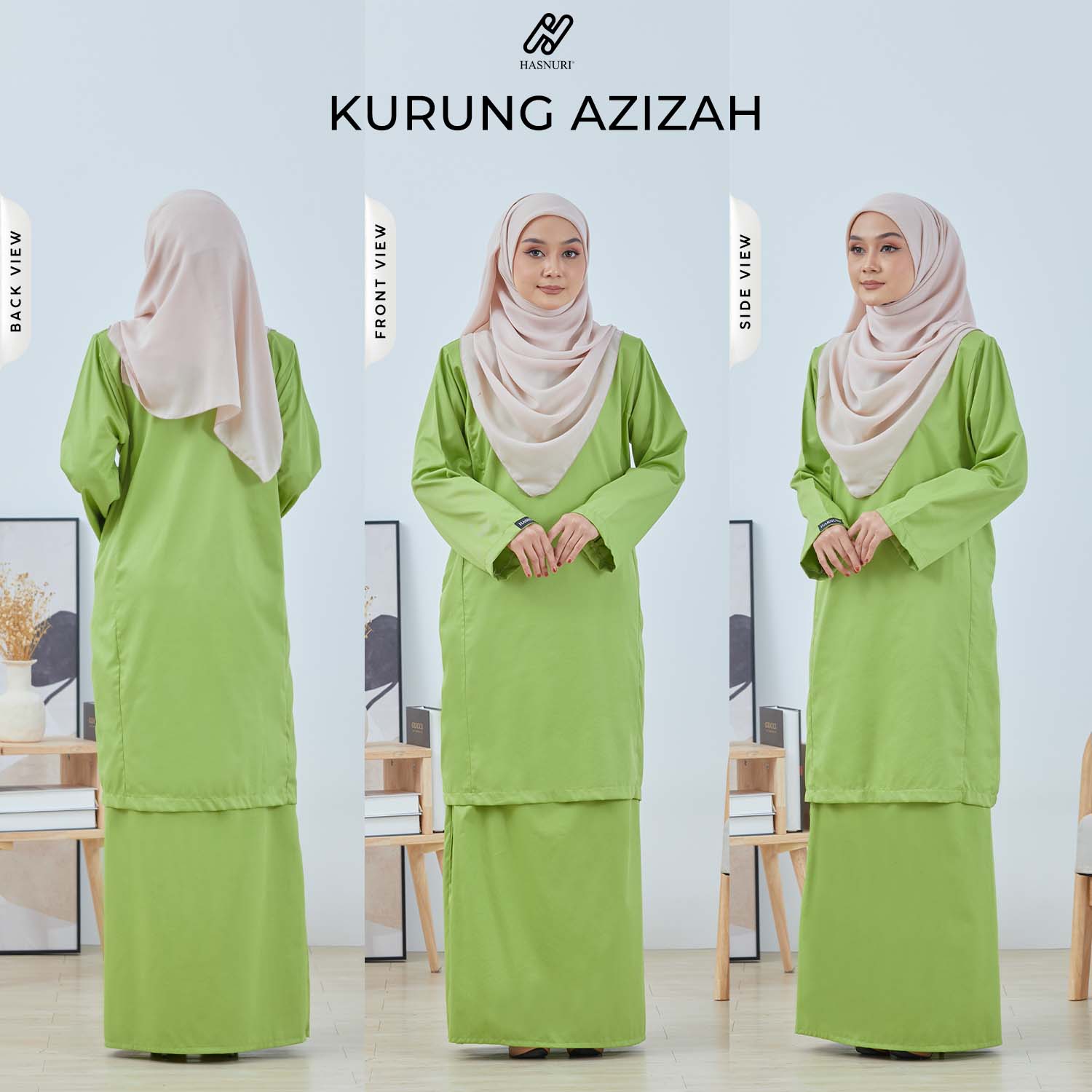 Kurung Azizah - Lime Green