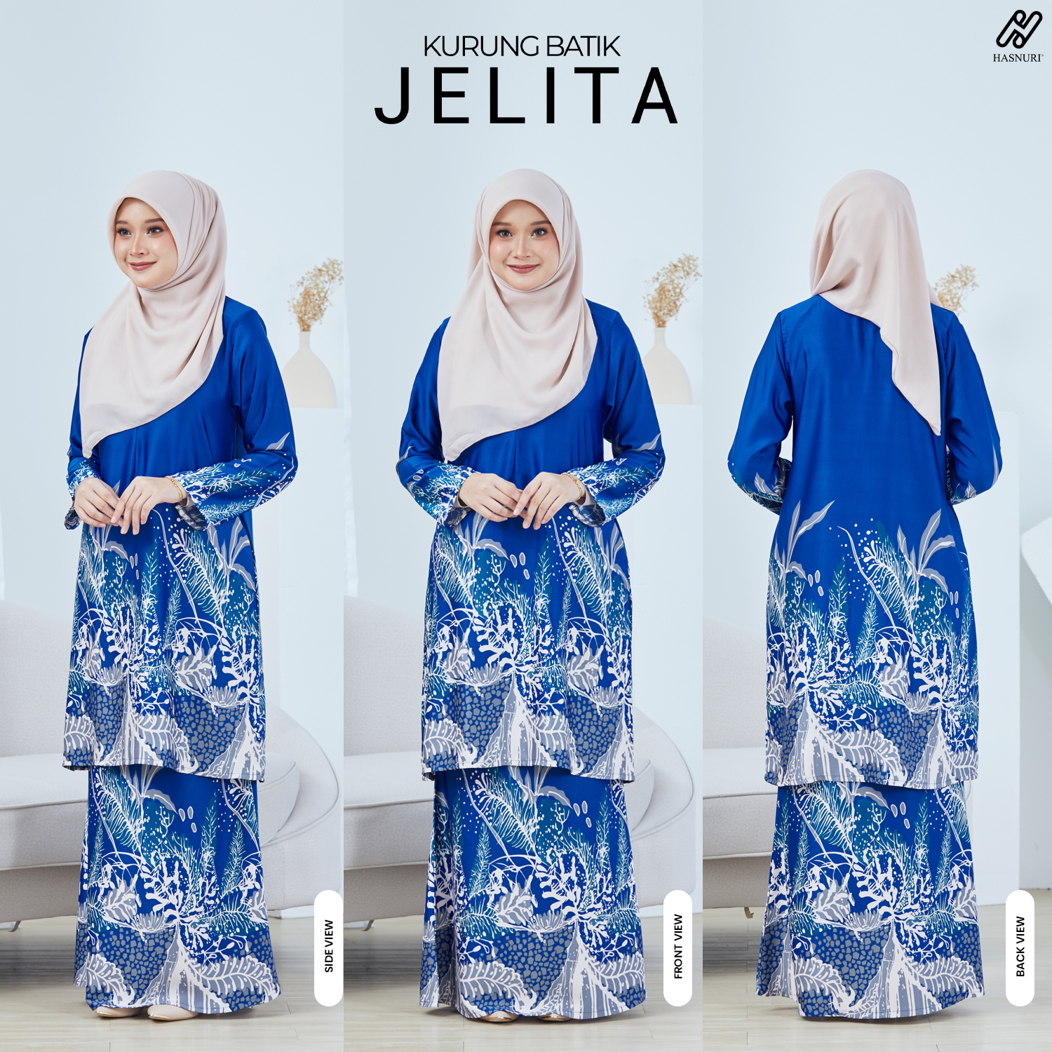 Kurung Batik Jelita - Royal Blue