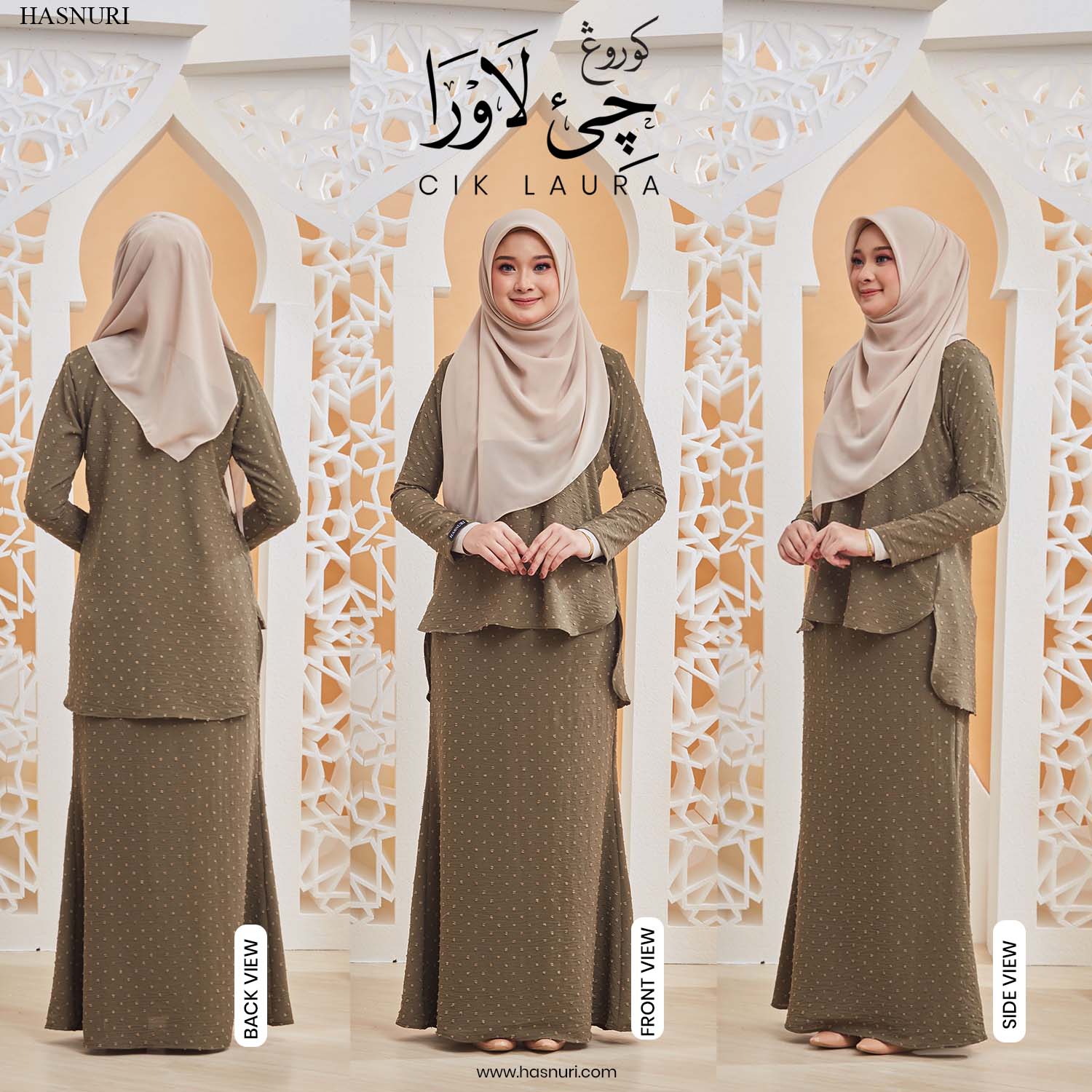 Kurung Cik Laura - Orange