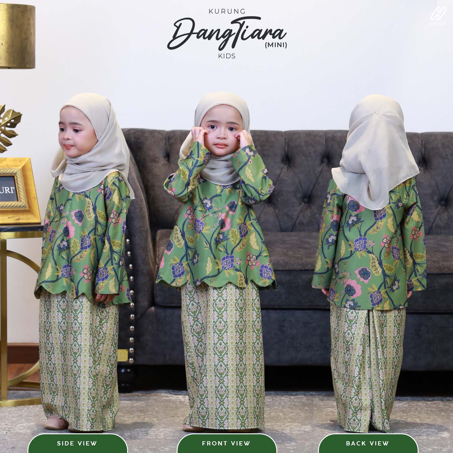 Kurung Dang Tiara Mini Kids - Sage Green