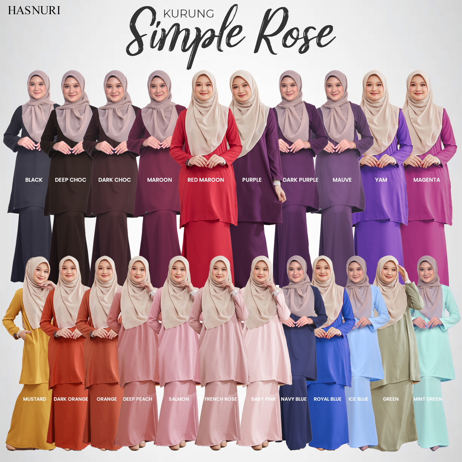 Kurung Simple Rose - Magenta