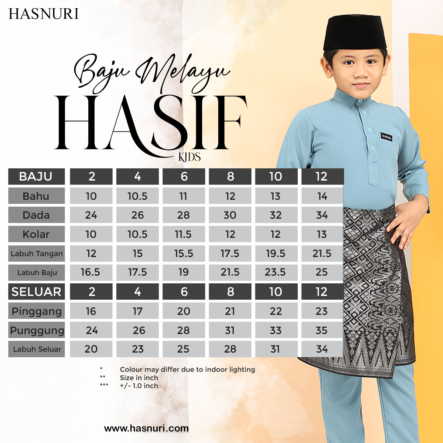 Baju Melayu Hasif Kids - Light Peach