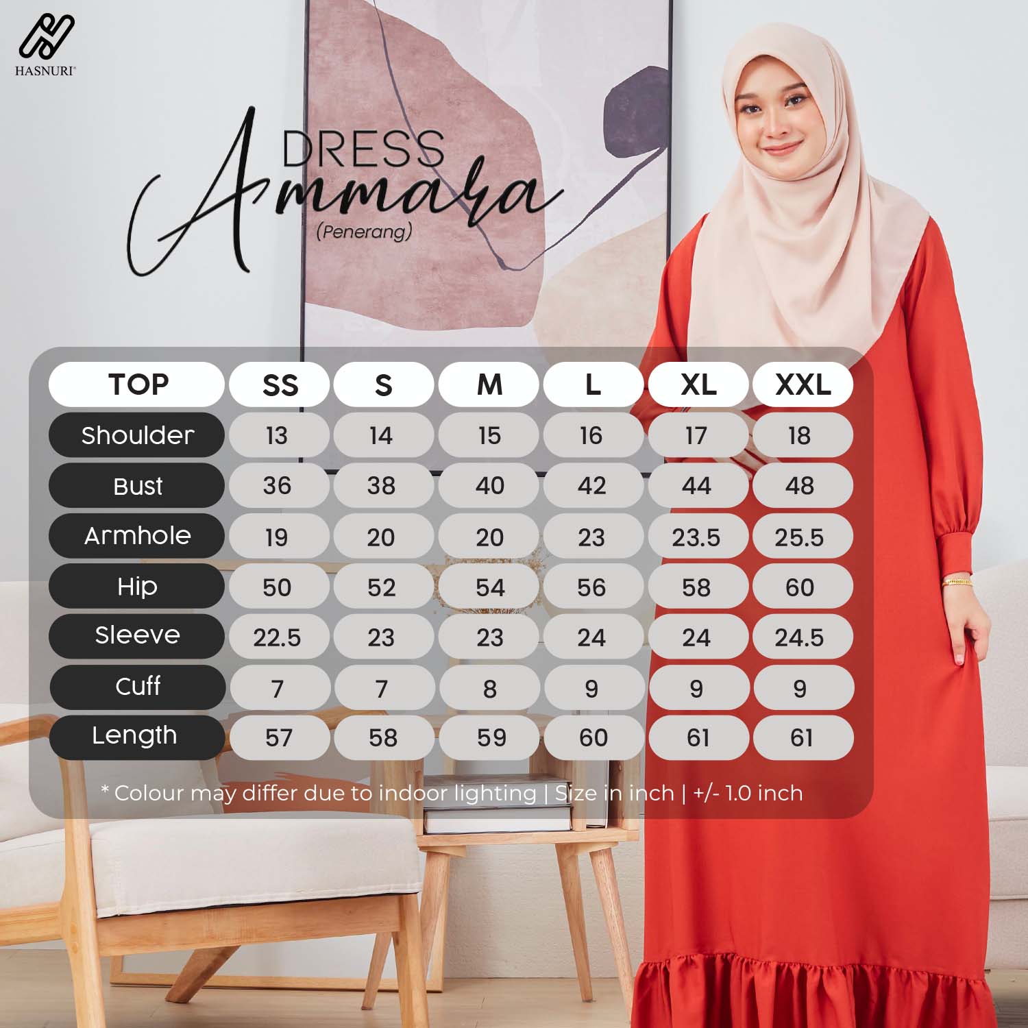 Dress Ammara - Dark Orange