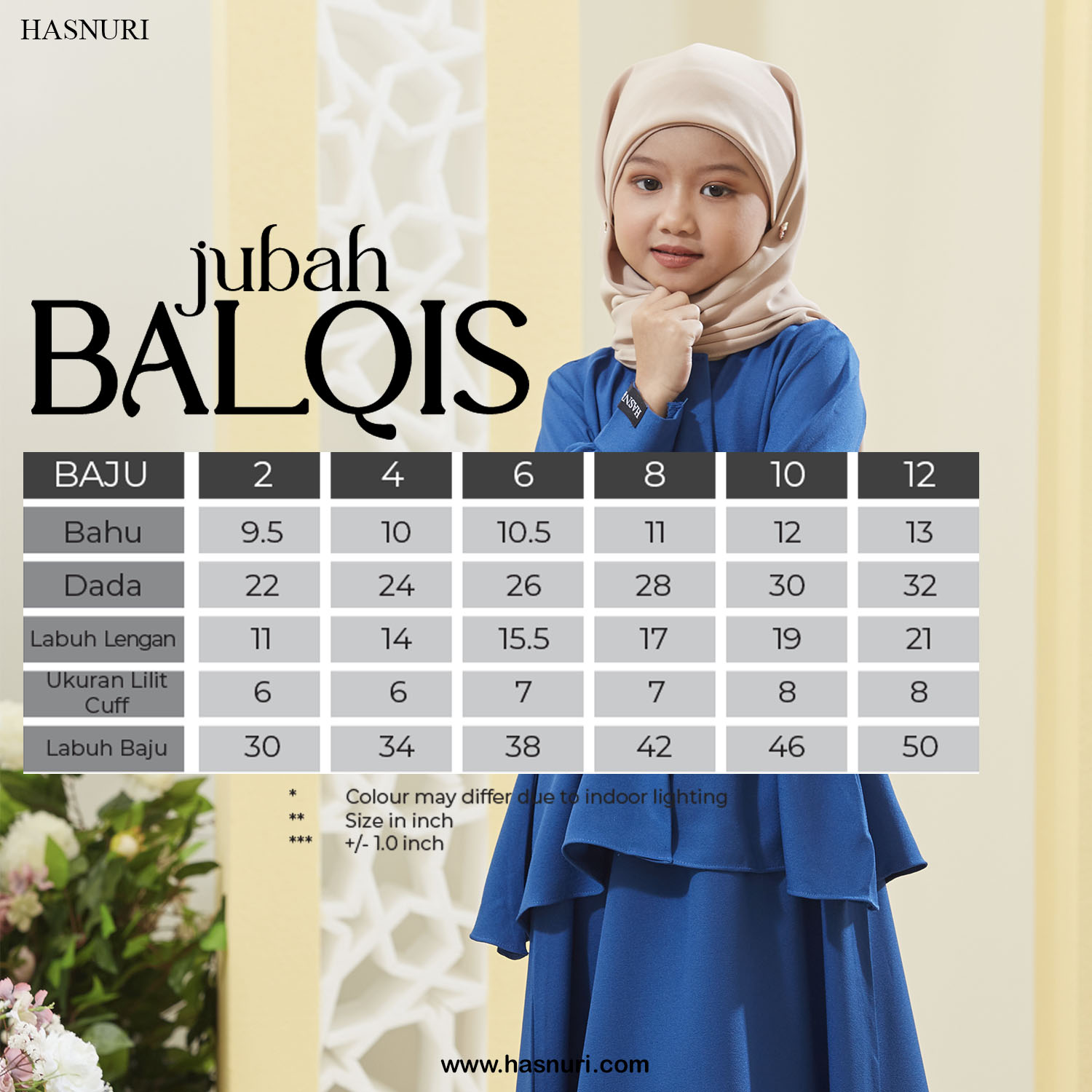 Jubah Balqis Kids - Oxford Blue