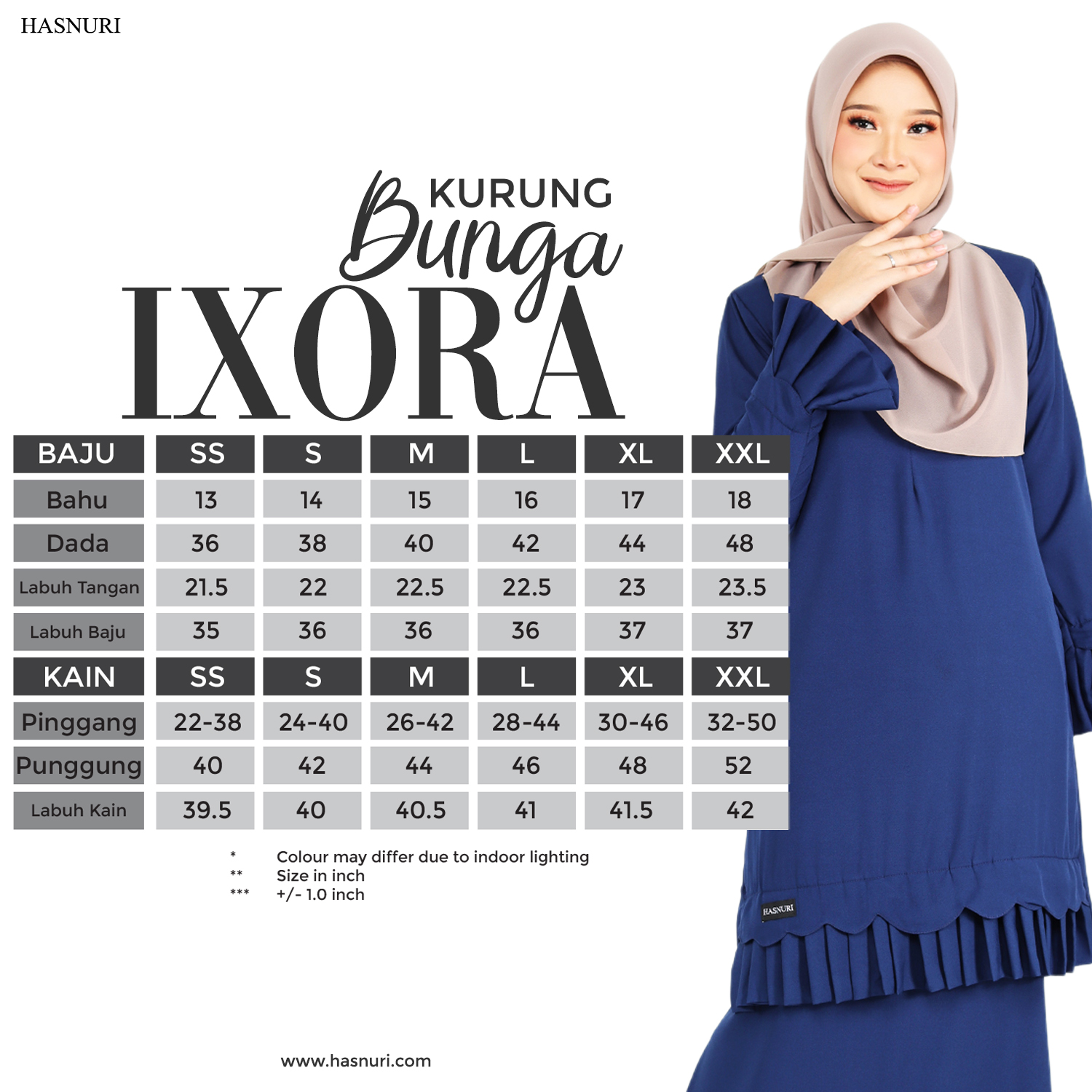 Kurung Bunga Ixora - Dark Orange