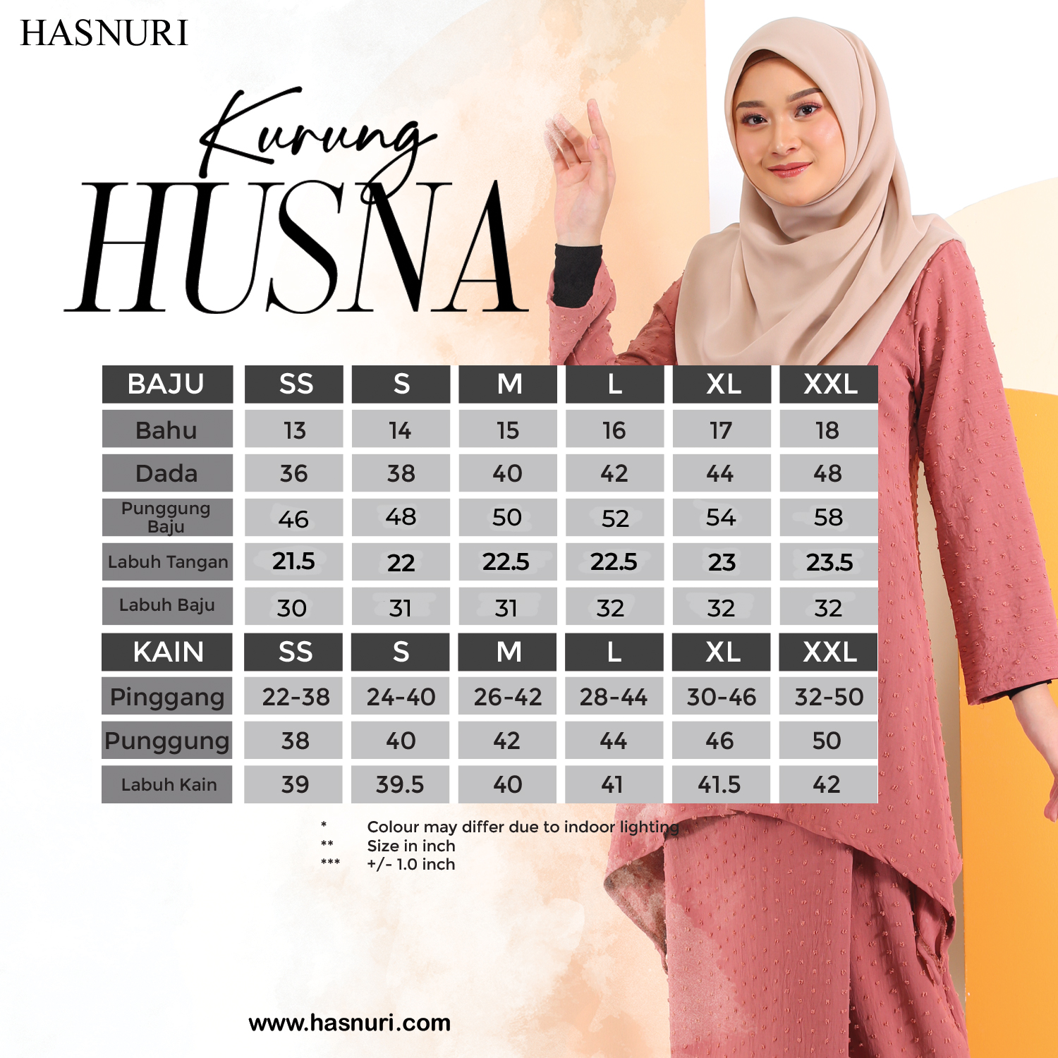 Kurung Husna - Deep Peach
