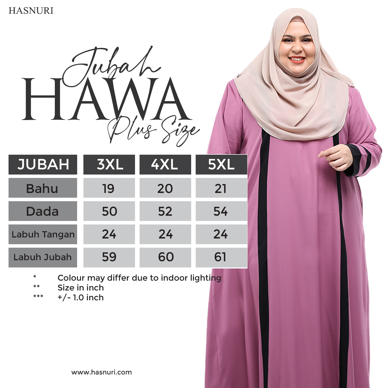 Jubah Hawa Plus Size - Peach