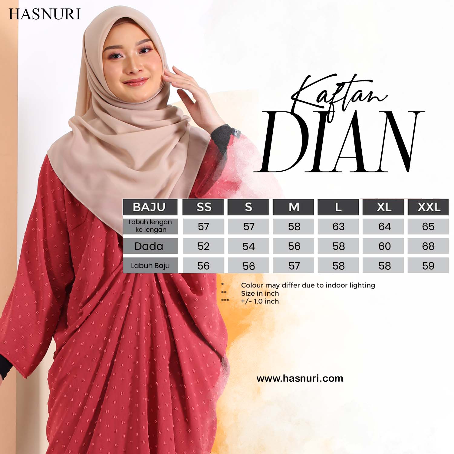 Kaftan Dian - Dark Pink
