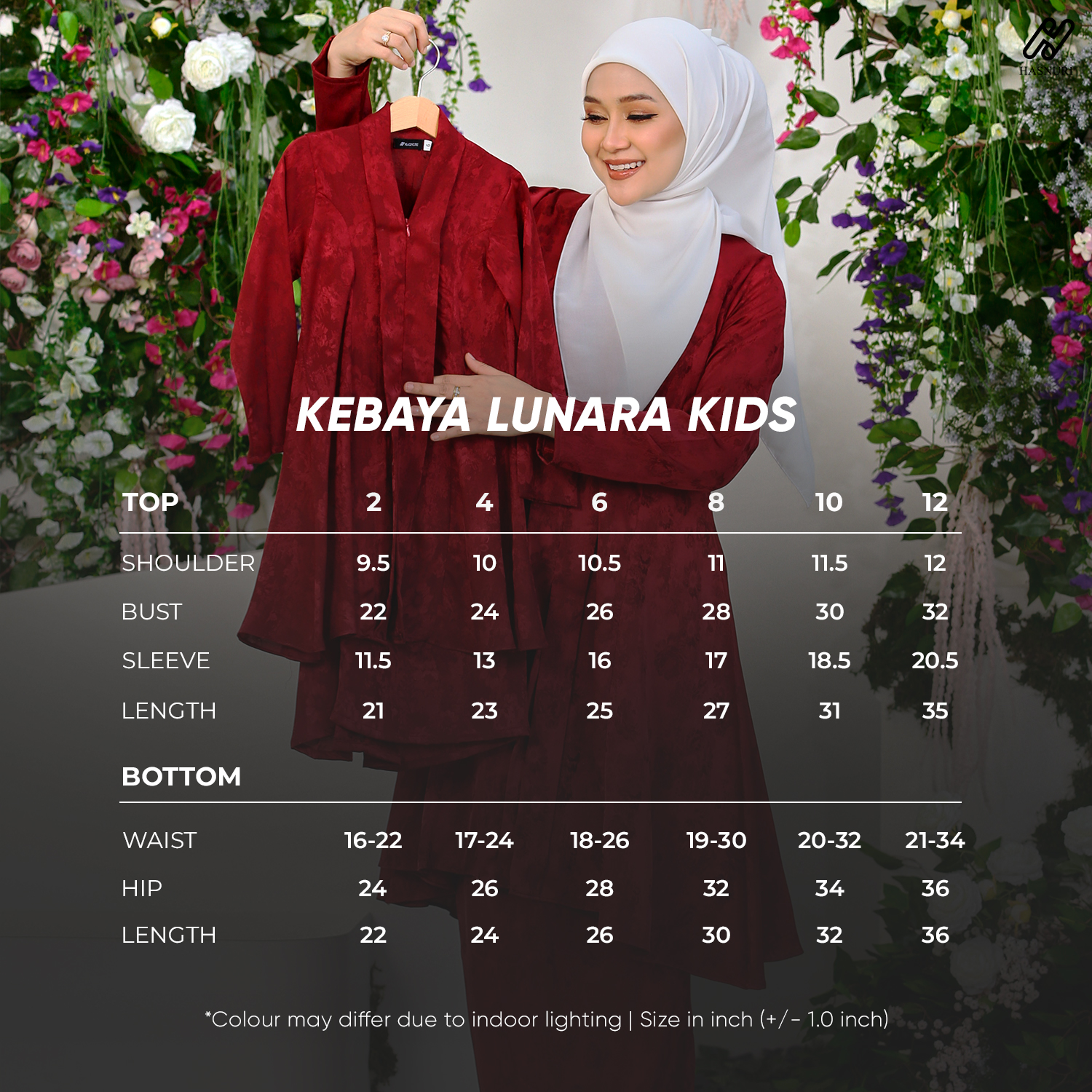 Kebaya Lunara Kids - Maroon