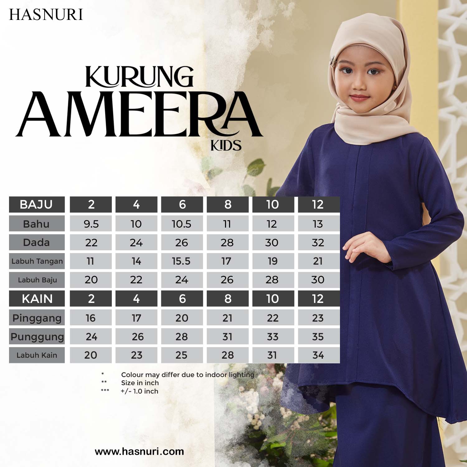 Kurung Ameera Kids - Light Green