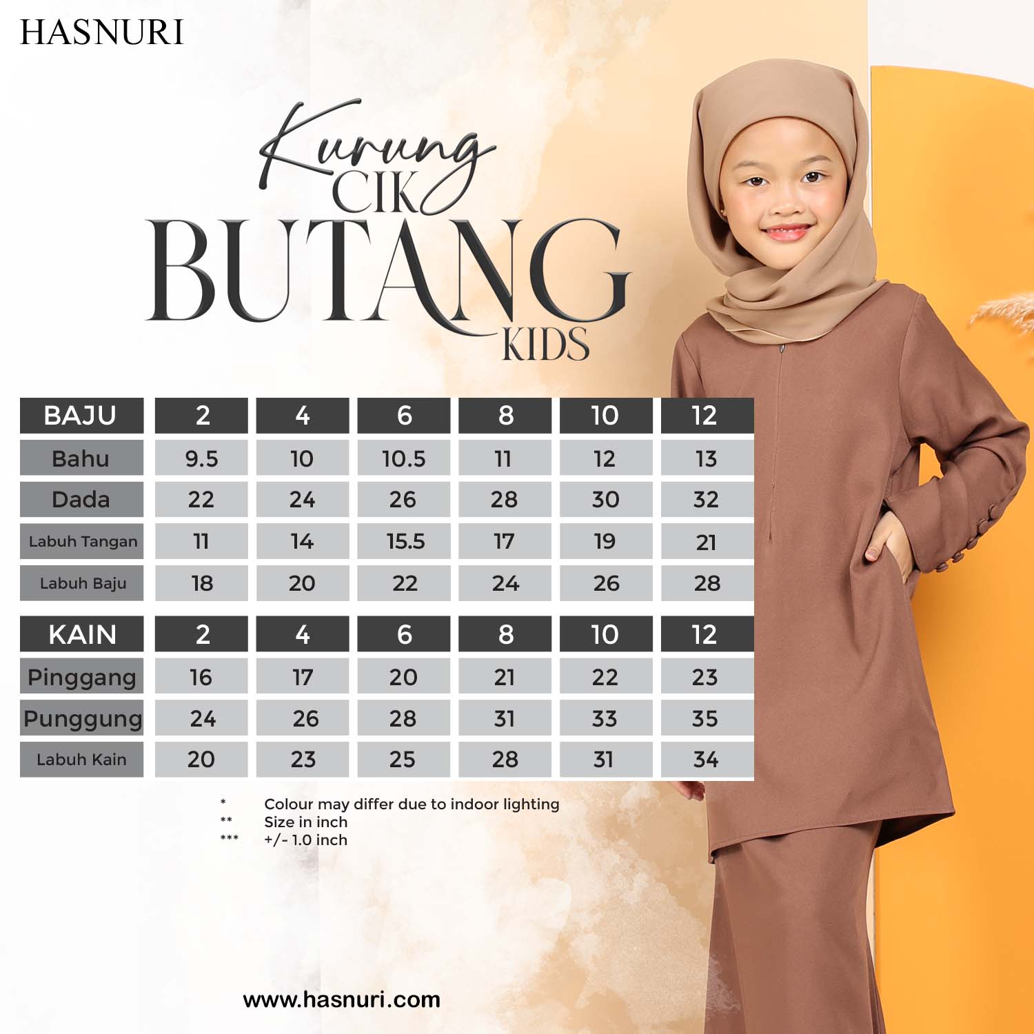 Kurung Cik Butang Kids - Black
