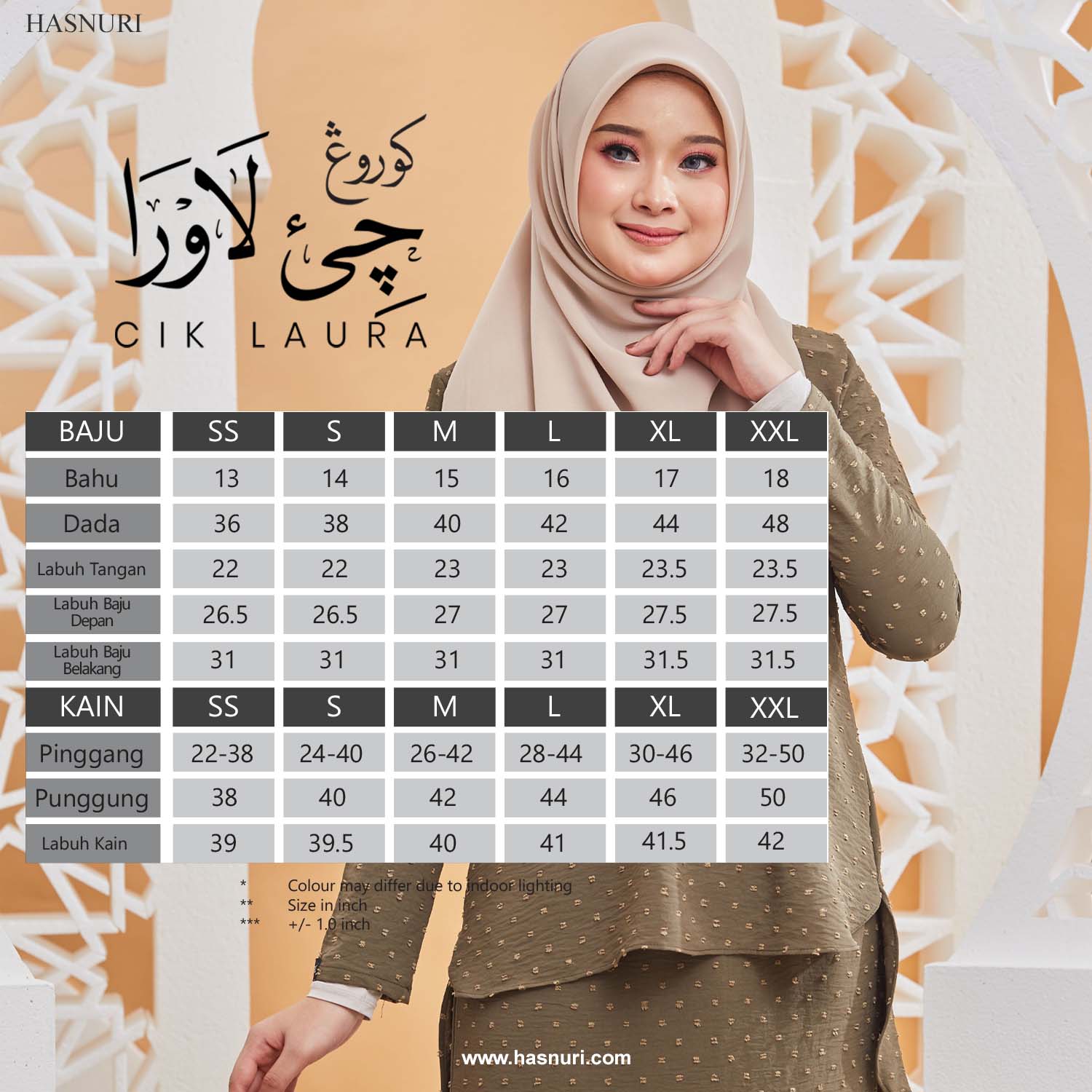 Kurung Cik Laura - Orange