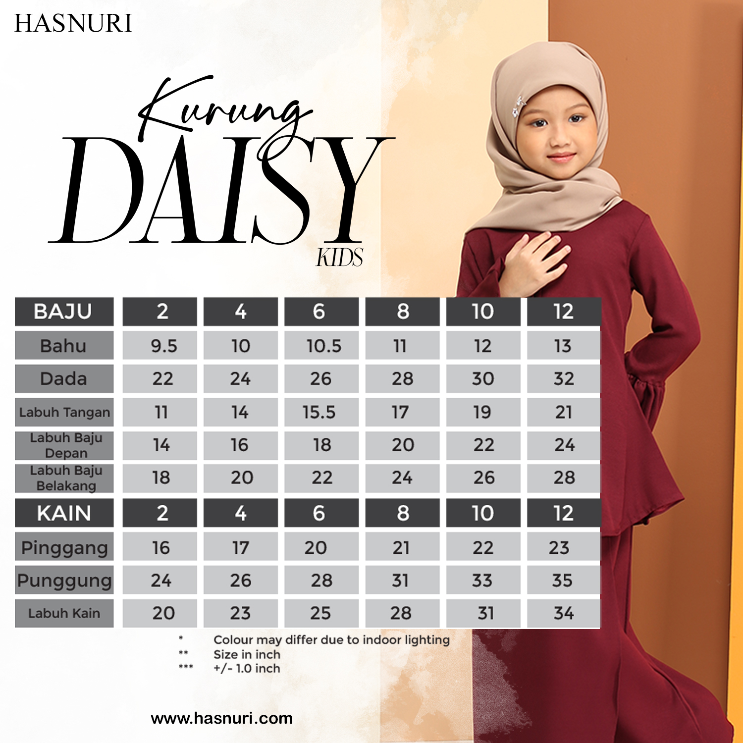 Kurung Daisy Kids - Peach