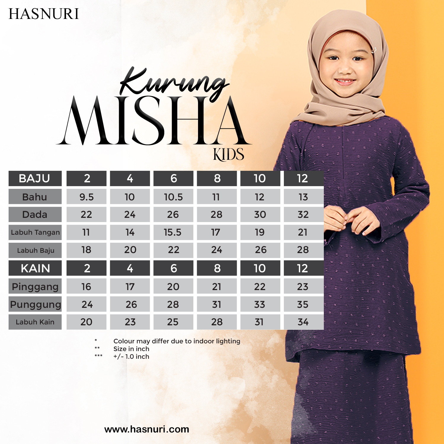 Kurung Misha Kids - Dusty Peach