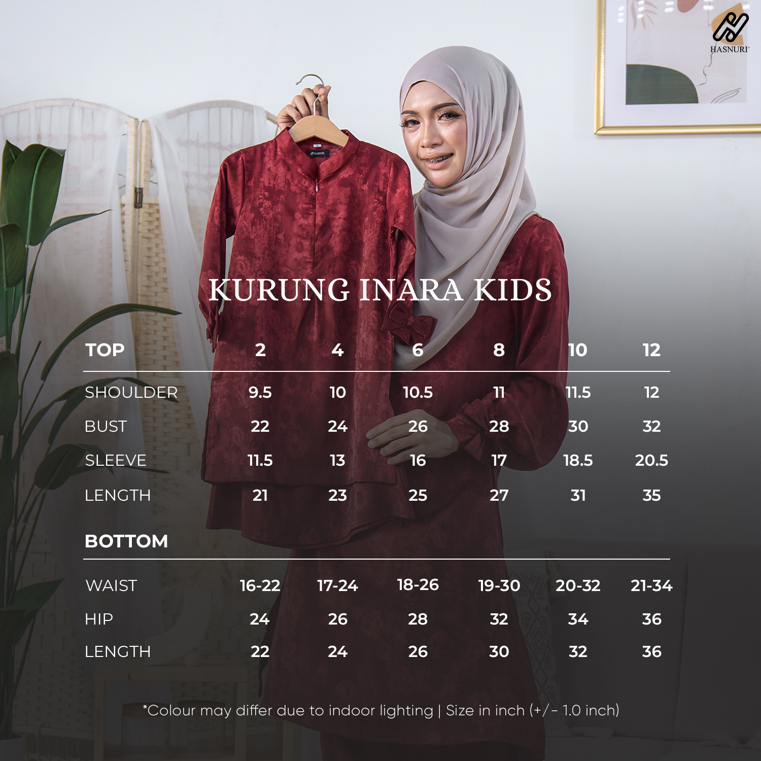 Kurung Inara Kids - Maroon