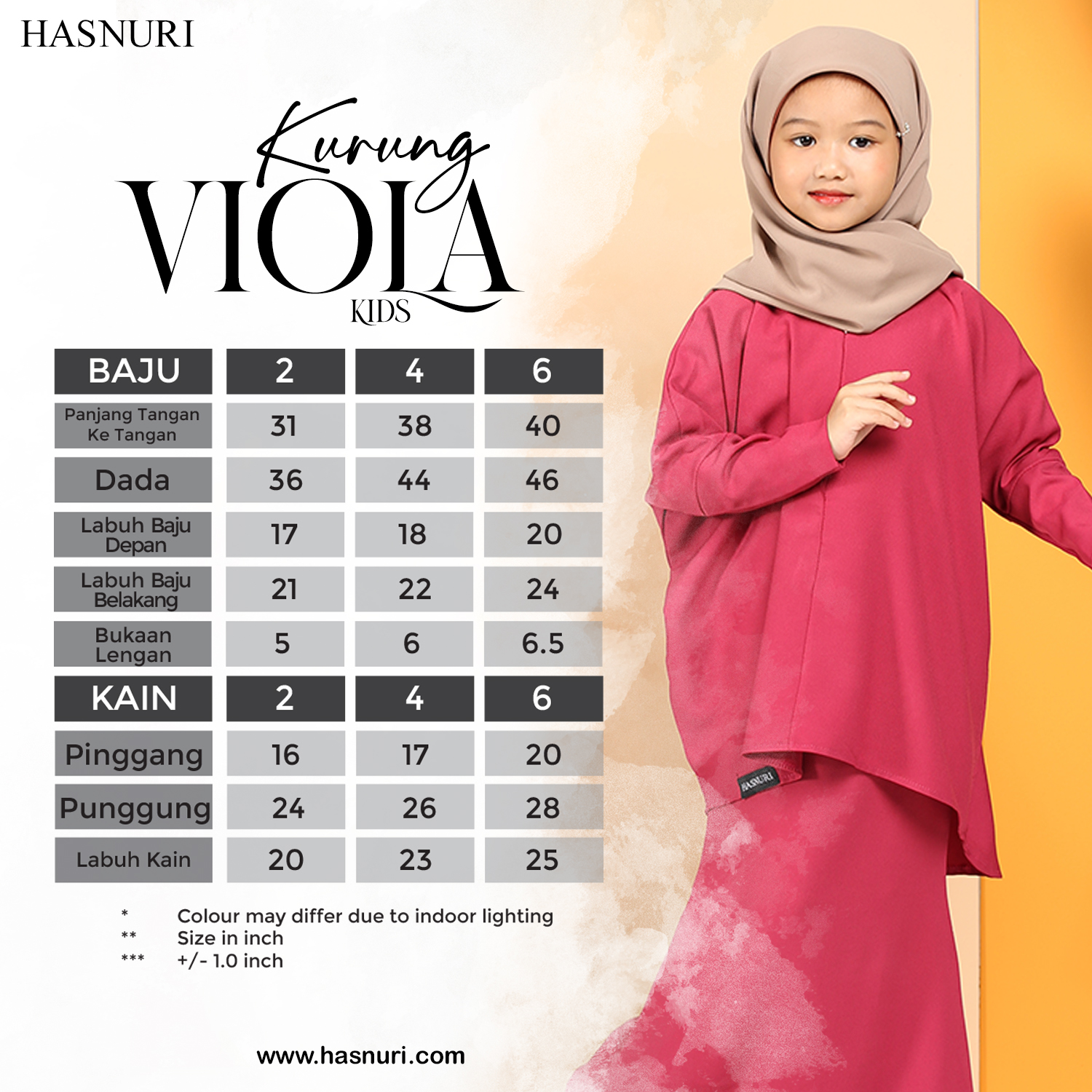 Kurung Viola Kids - Magenta