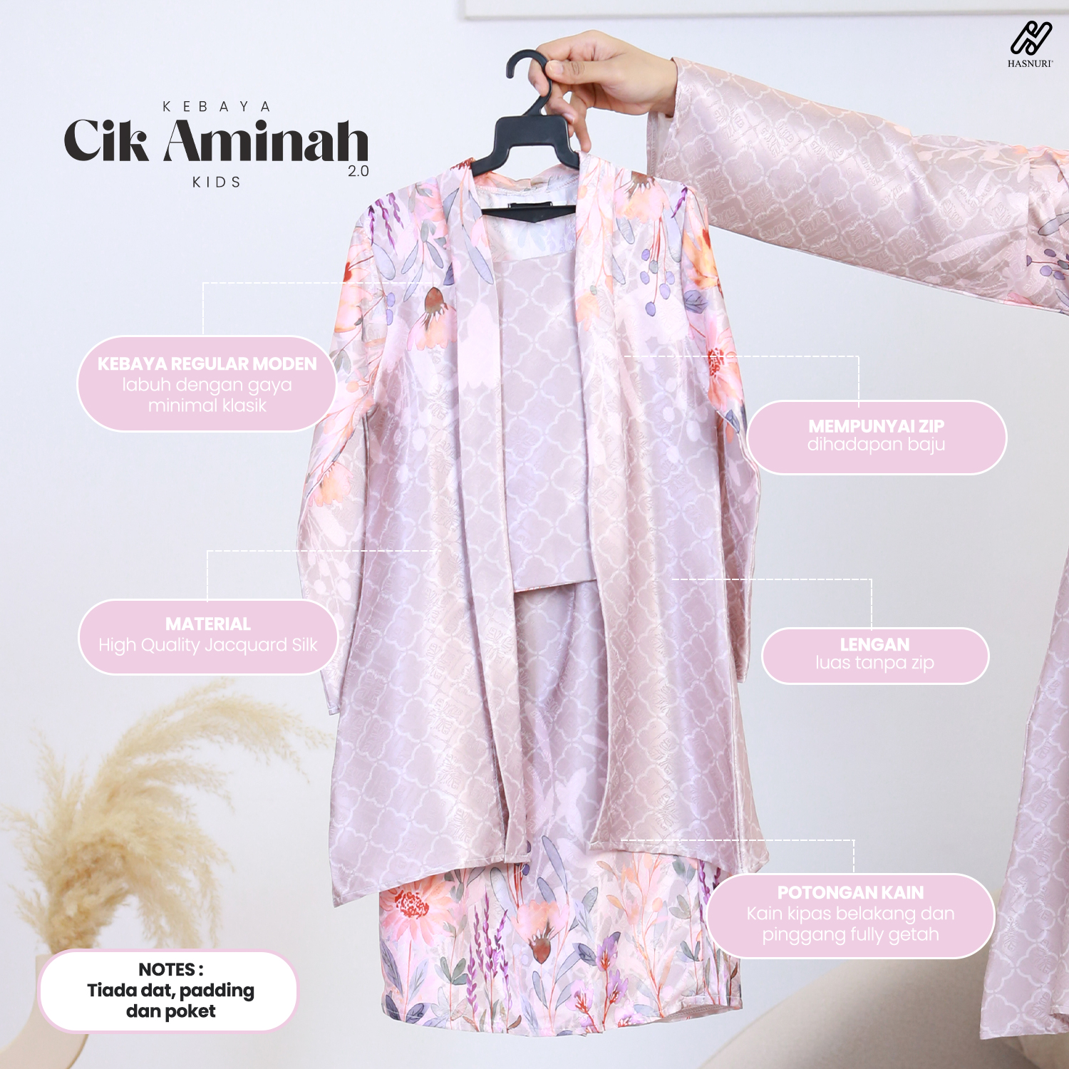 Kebaya Cik Aminah Kids 2.0 - Black