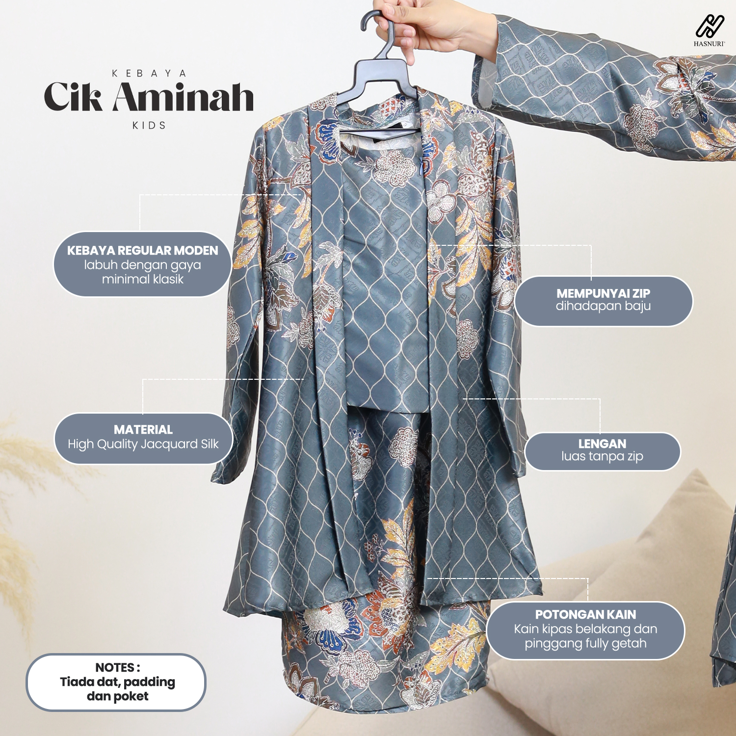 Kebaya Cik Aminah Kids - Blue