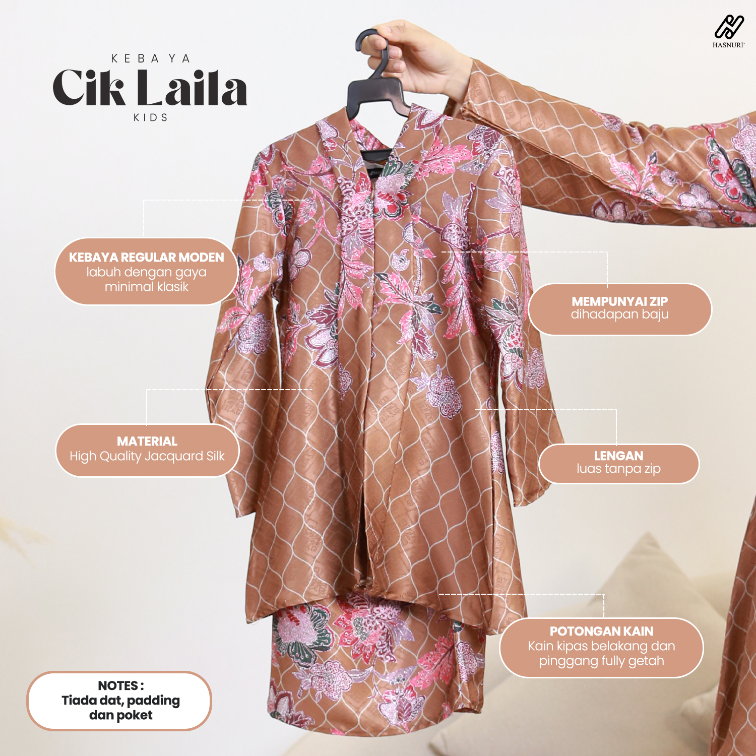 Kebaya Cik Laila Kids - Grey
