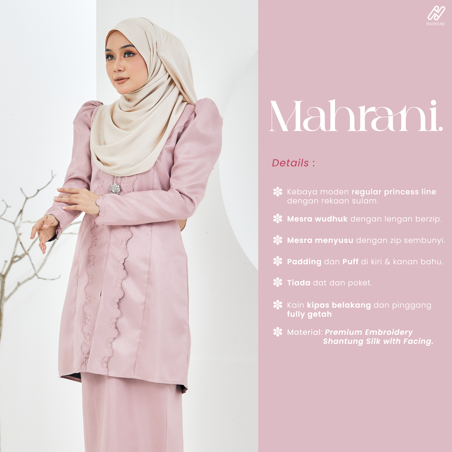 Kebaya Mahrani - French Rose