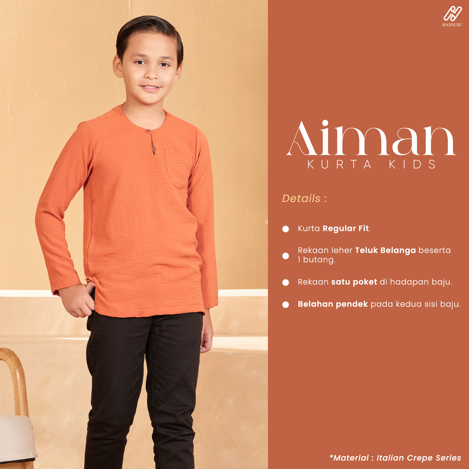 Kurta Aiman Kids - Butter Orange