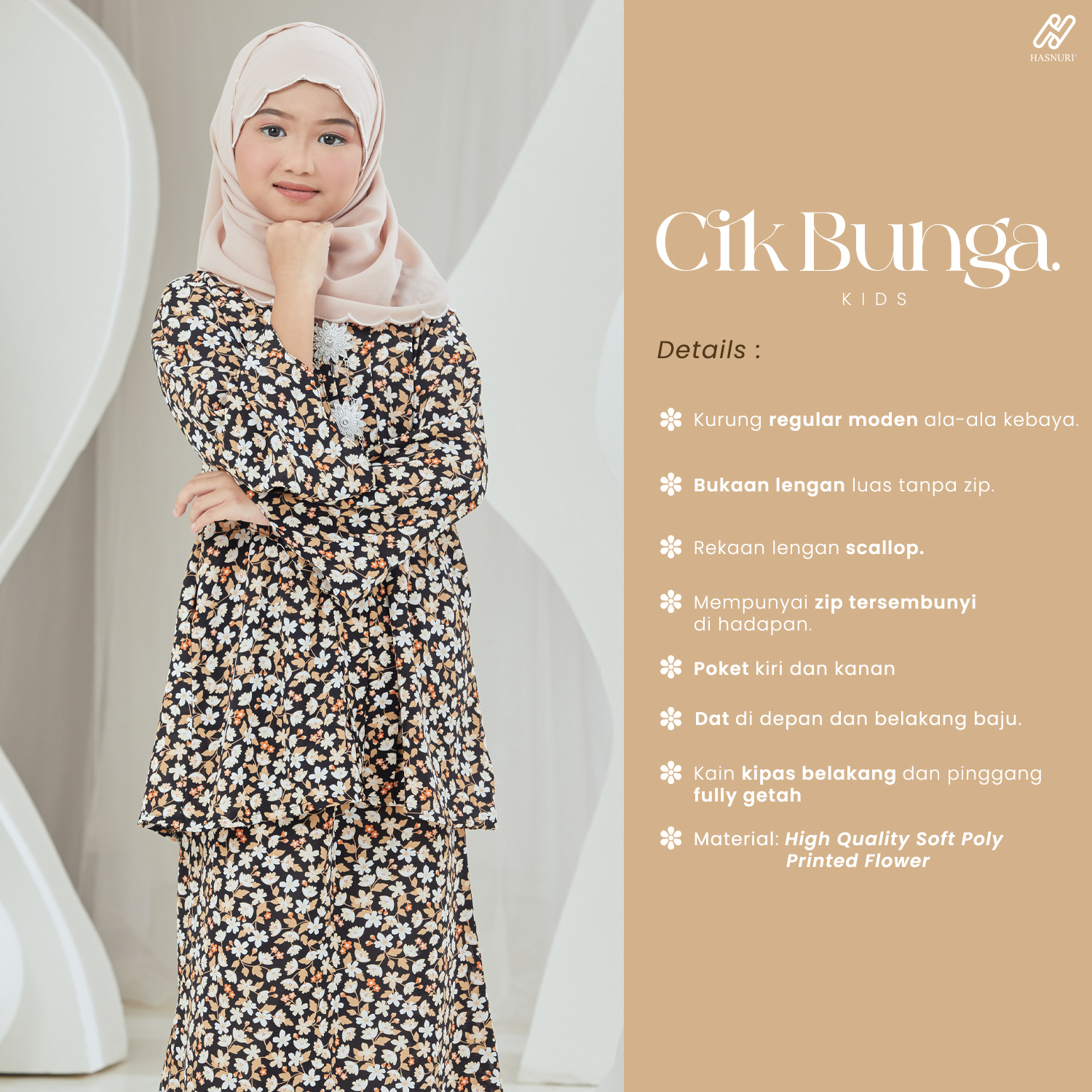 Kebaya Cik Bunga Kids - Purple