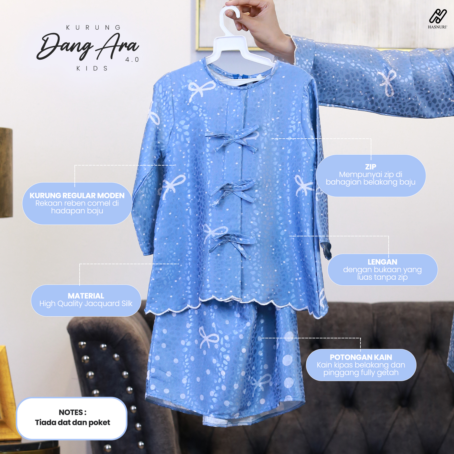 Kurung Dang Ara Kids 4.0 - Sky Blue