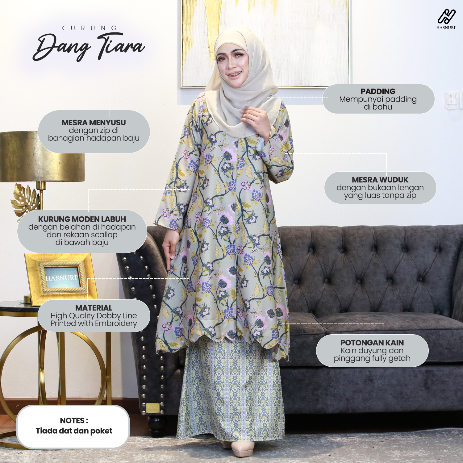 Kurung Dang Tiara - Deep Green