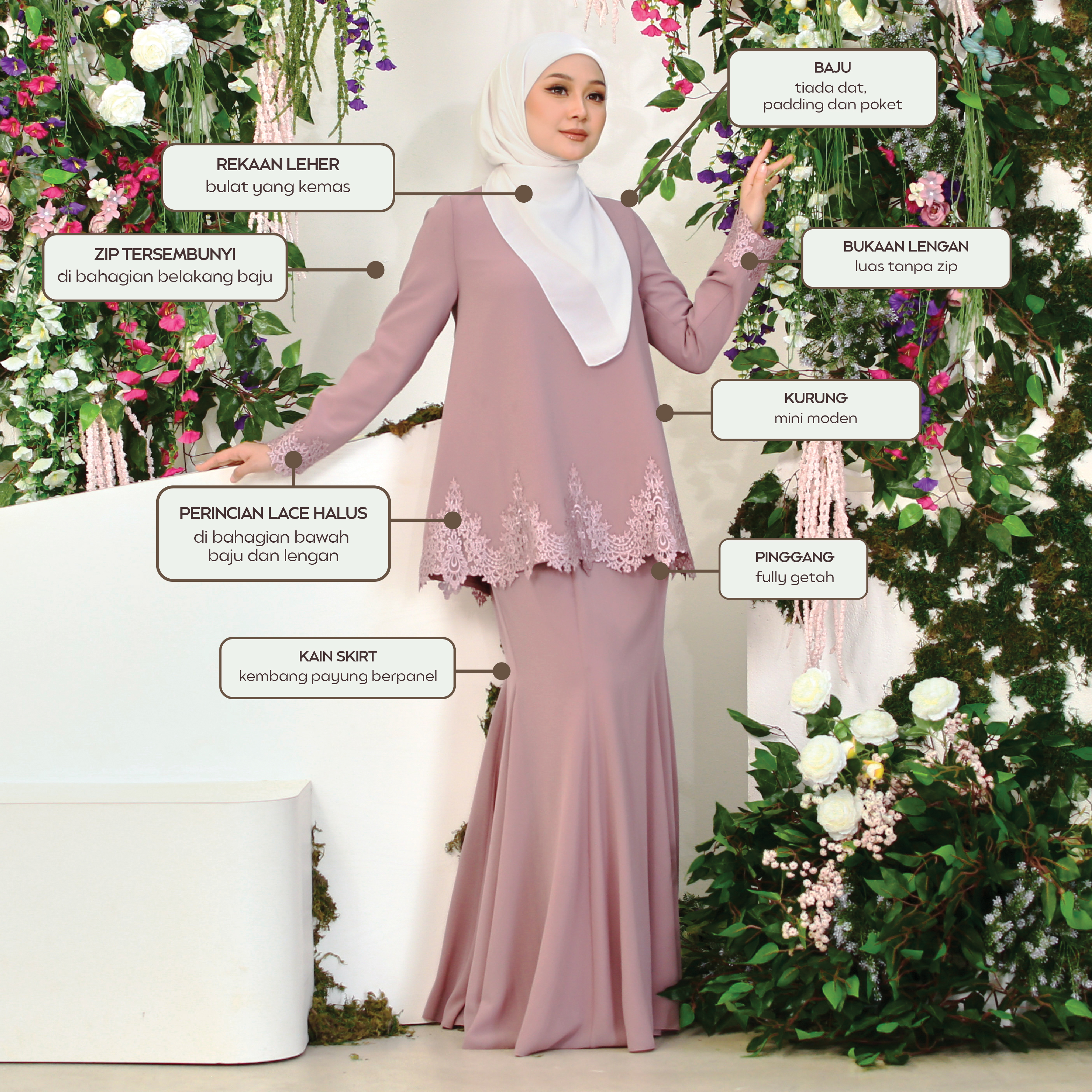 Kurung Princess Amora - Matcha Green