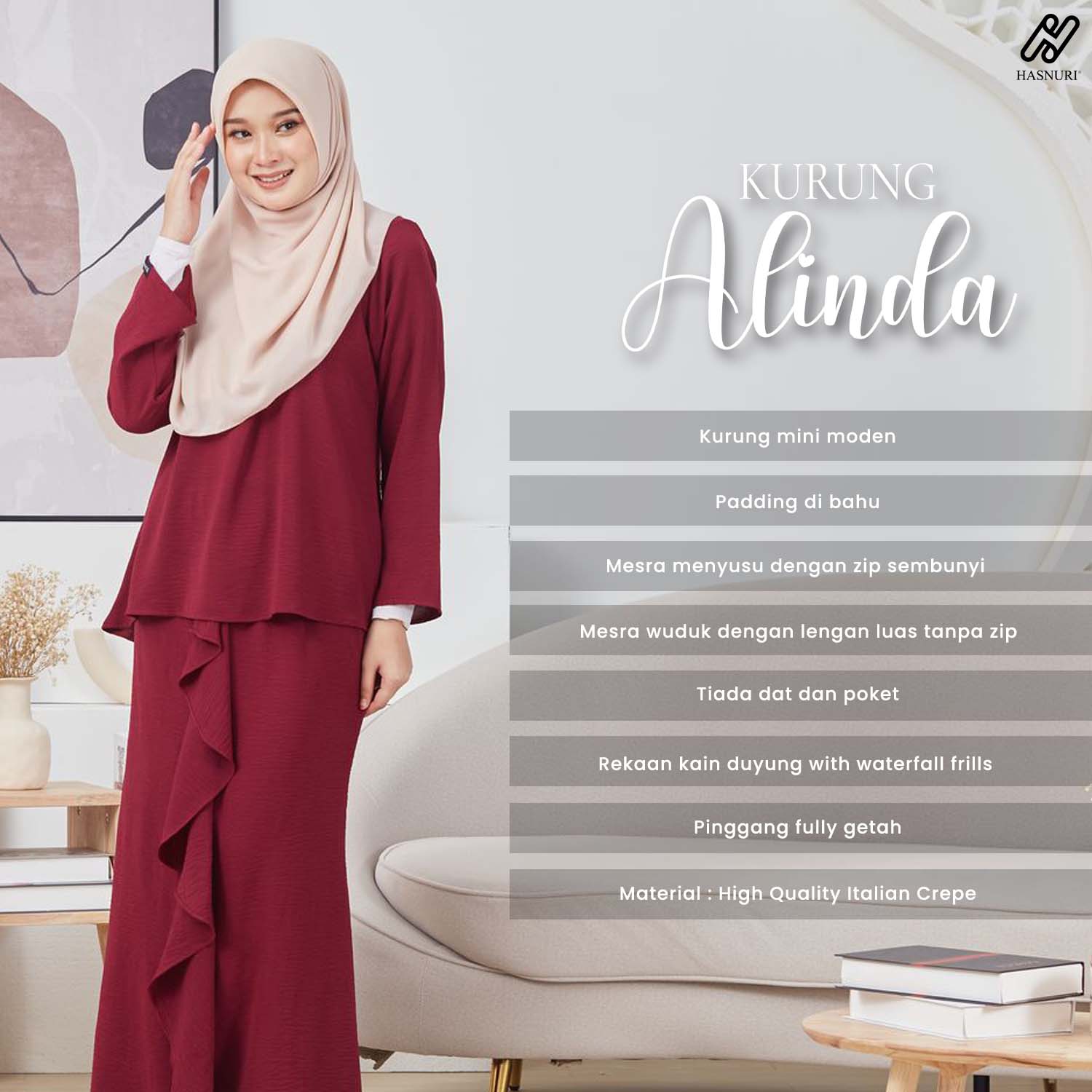 Kurung Alinda - Navy Blue