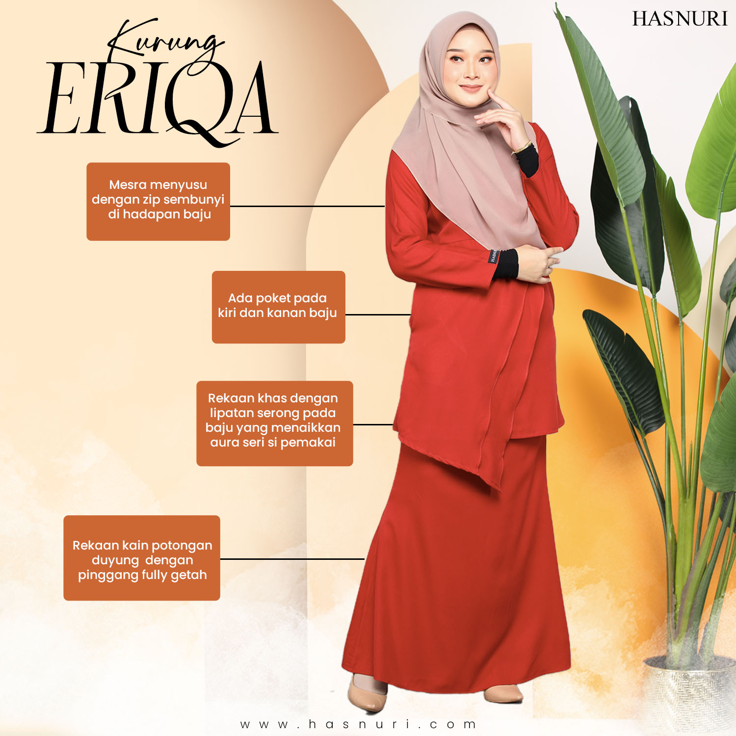 Kurung Eriqa - Dark Orange