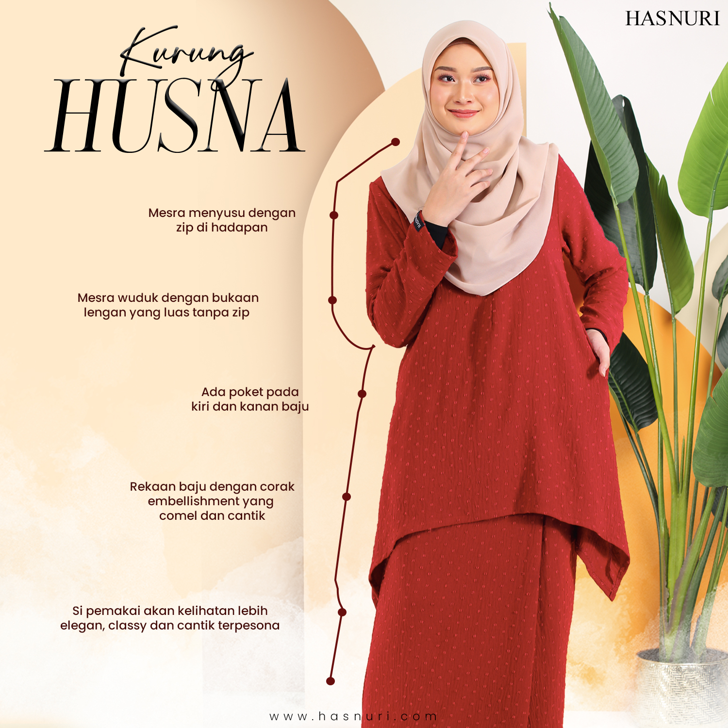 Kurung Husna - Deep Peach