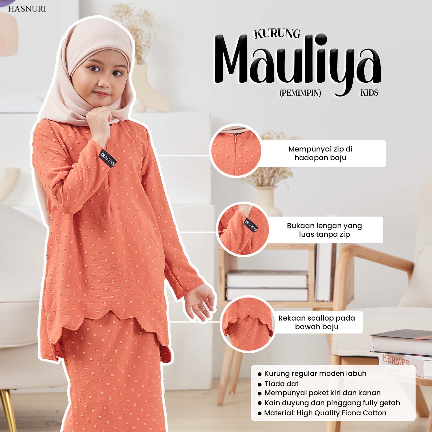 Kurung Mauliya Kids - Army Green