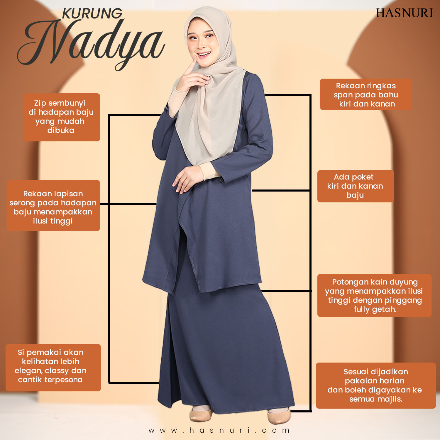 Kurung Nadya - Spruce Grey