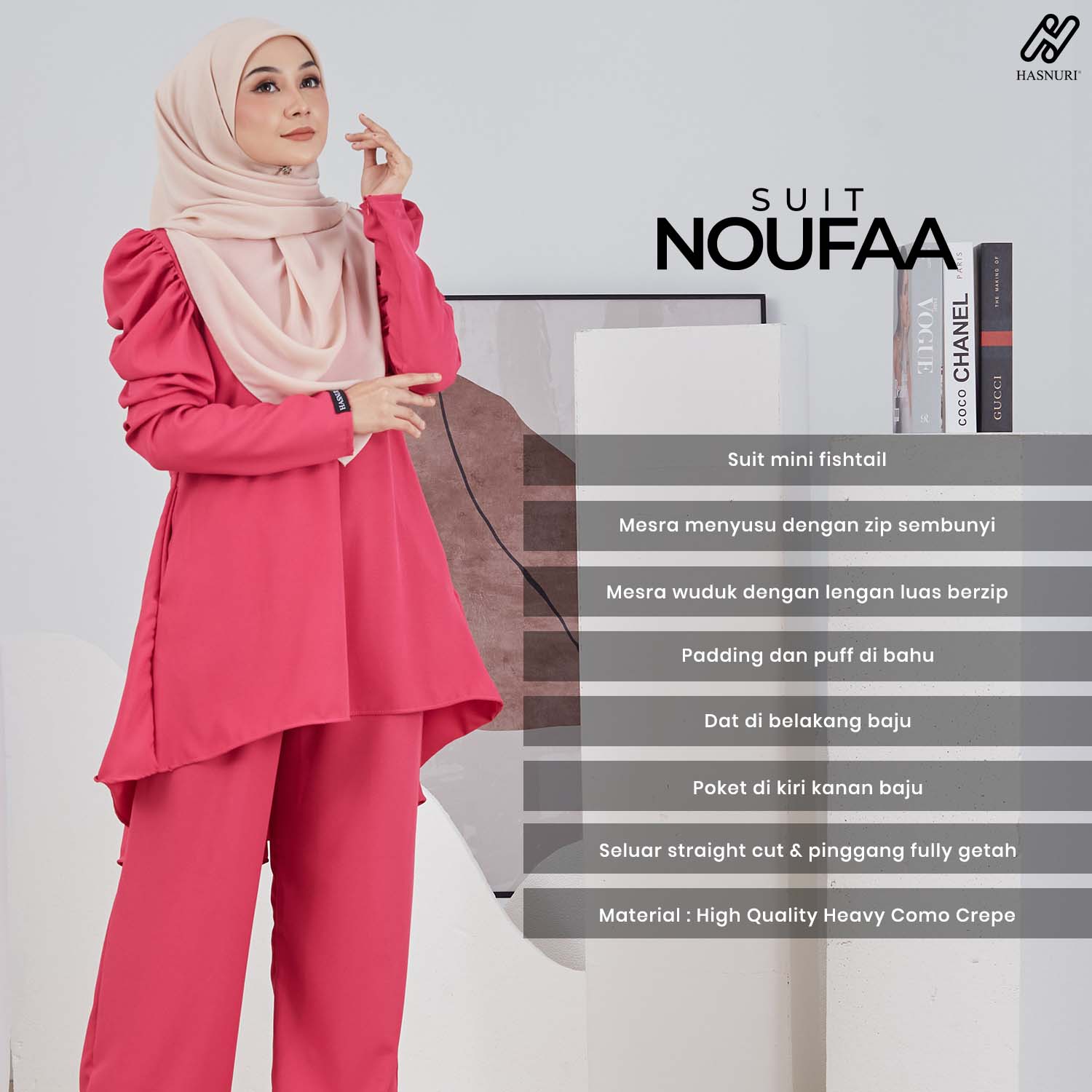 Suit Noufaa - Fuschia Pink