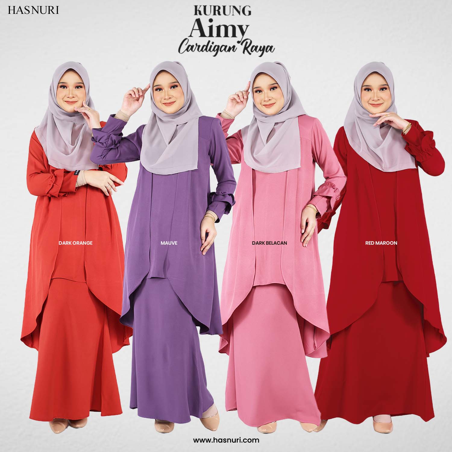 Aimy Cardigan Kurung - Dark Orange