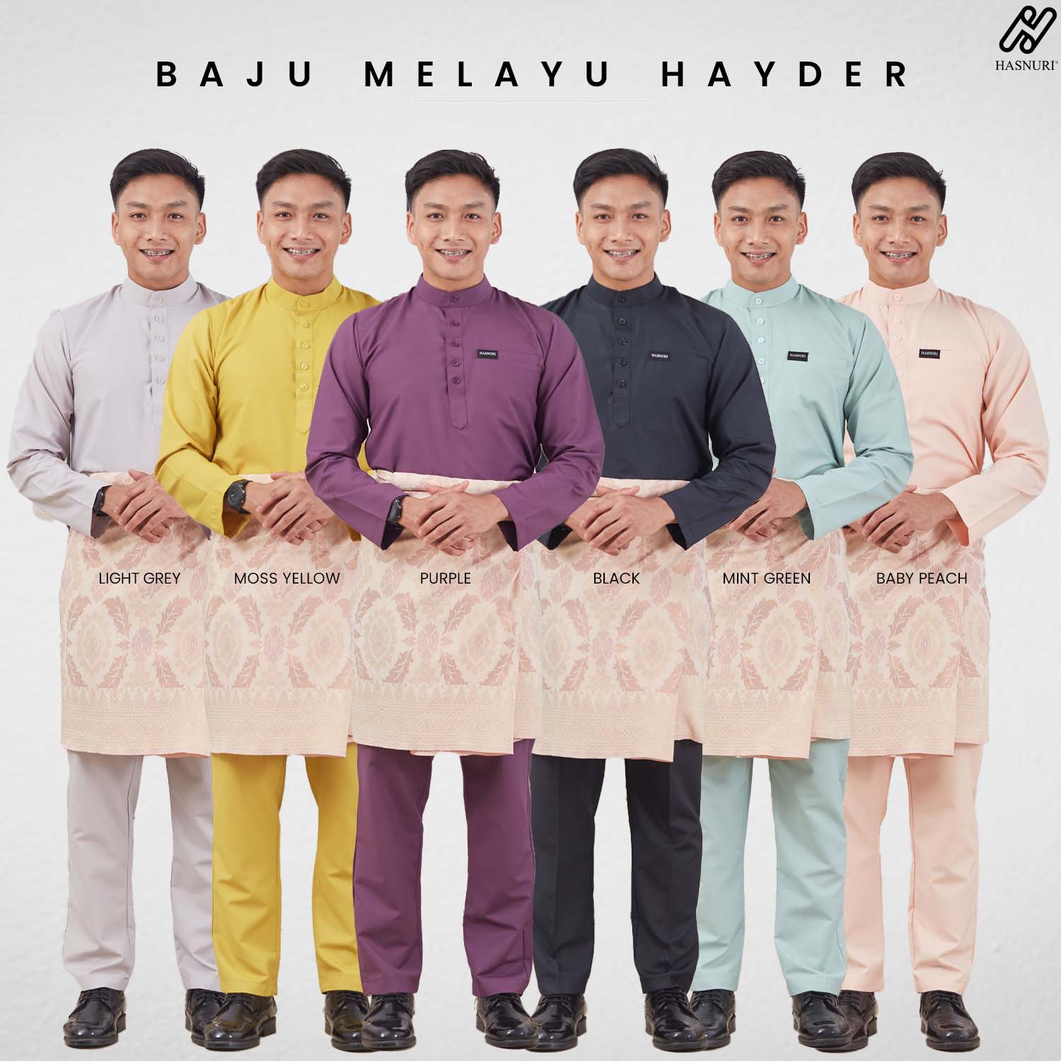 Baju Melayu Hayder - Light Grey