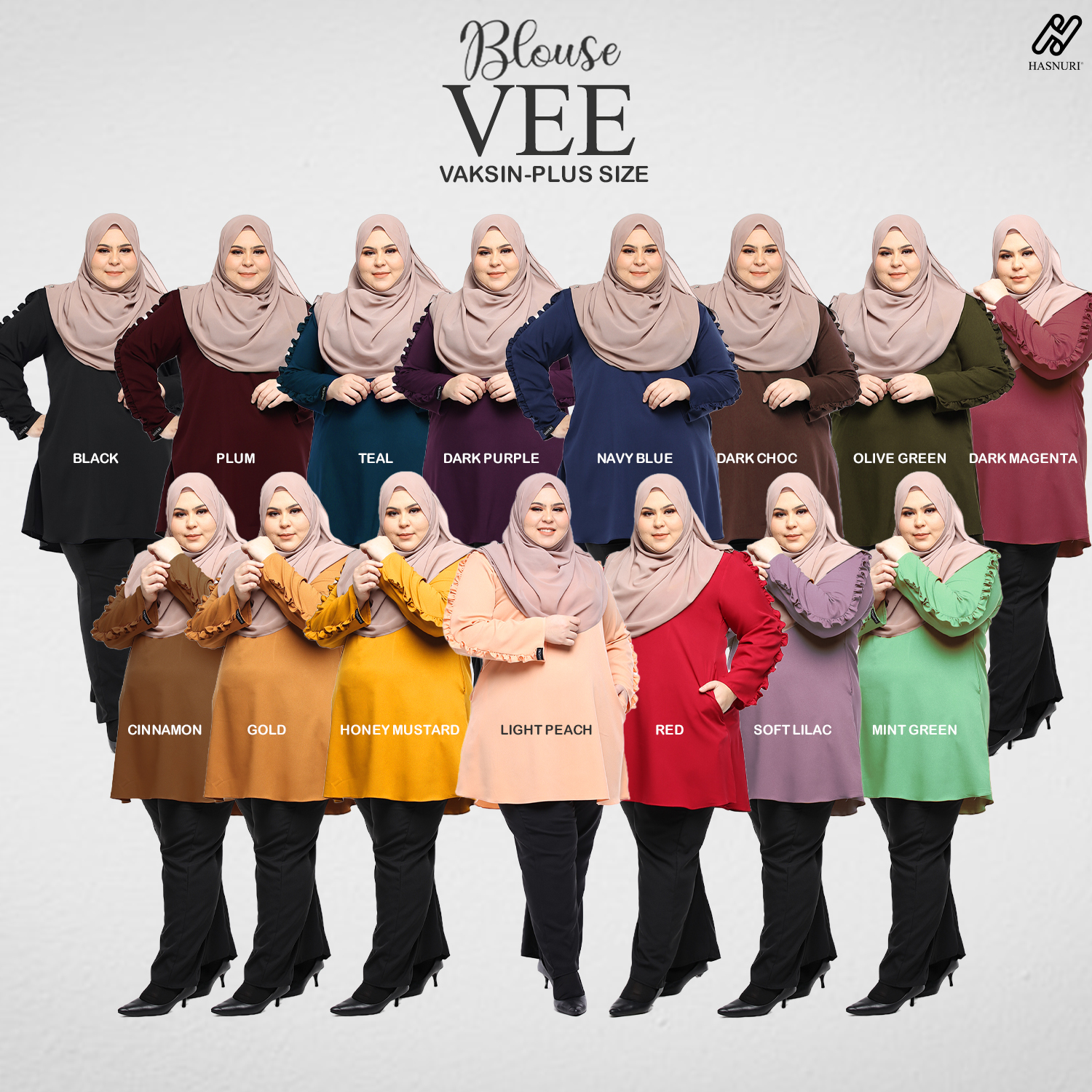 Blouse Vee Plus Size - Dark Magenta