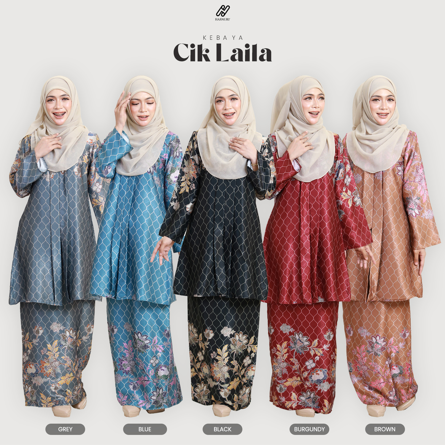 Kebaya Cik Laila - Grey