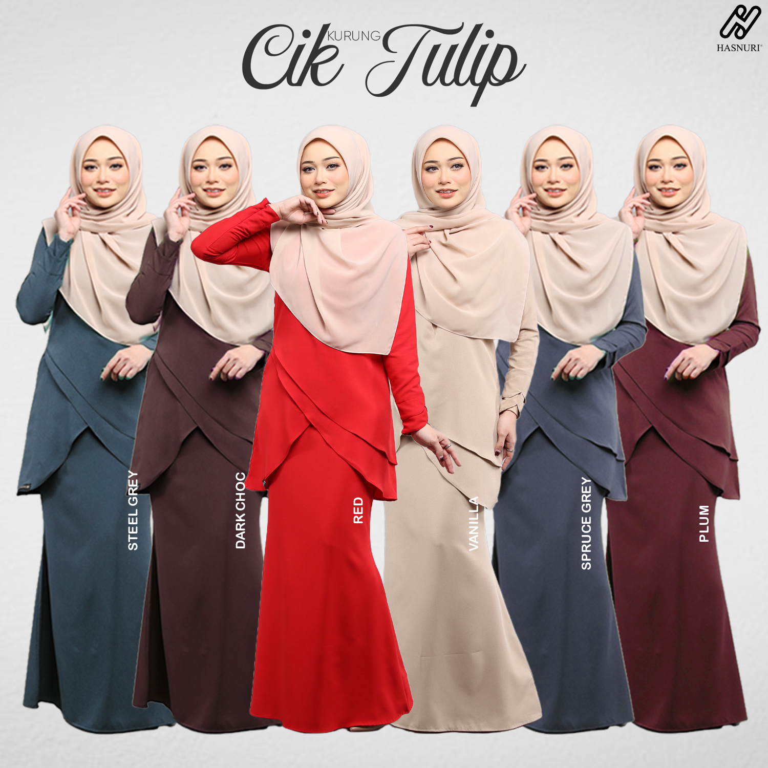 Kurung Cik Tulip - Plum
