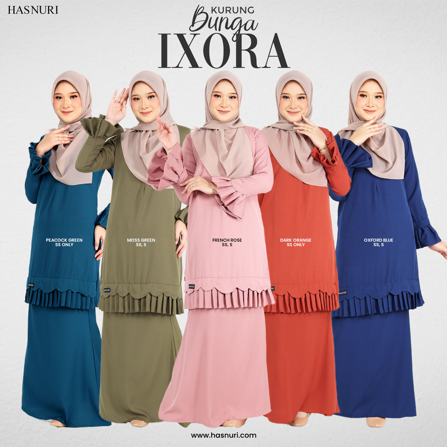 Kurung Bunga Ixora - Dark Orange