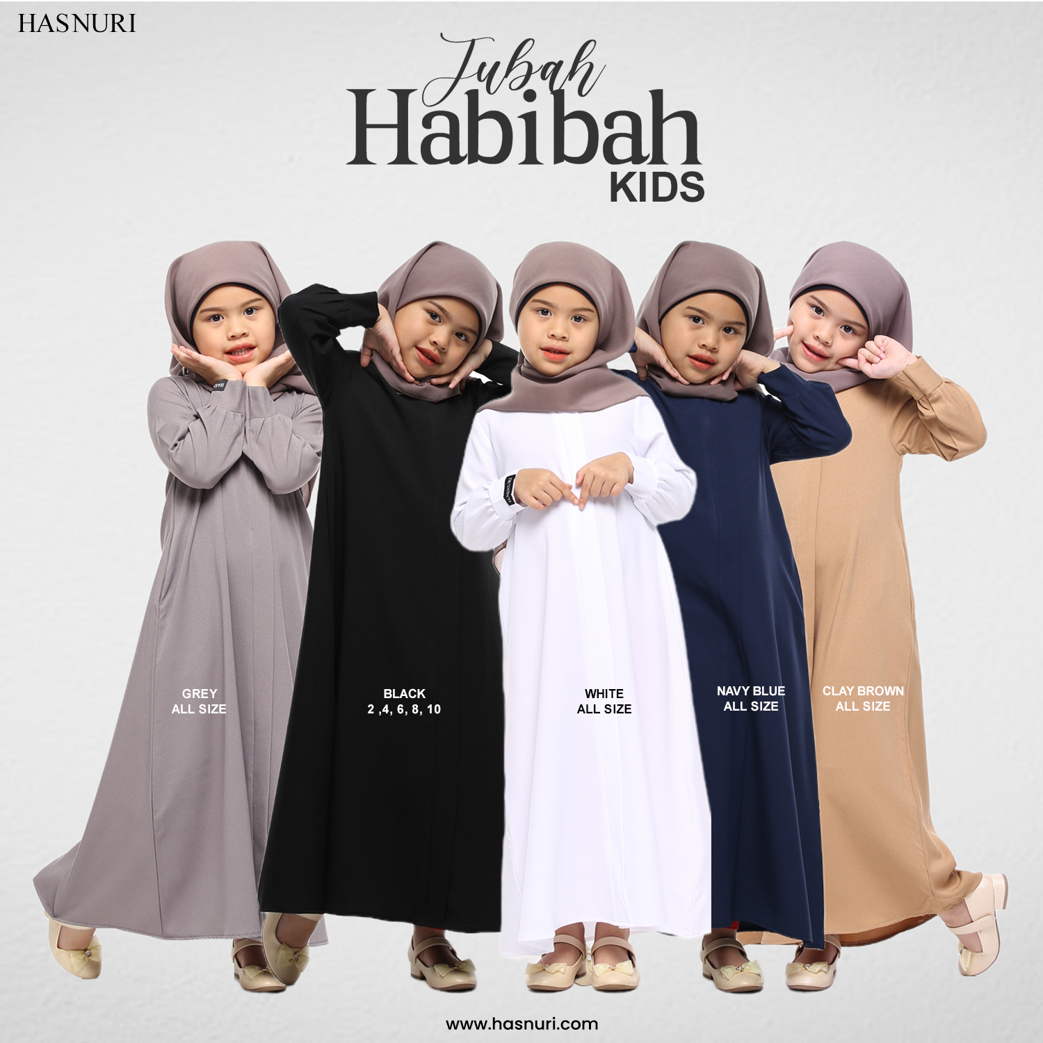 Jubah Habibah Kids - Grey